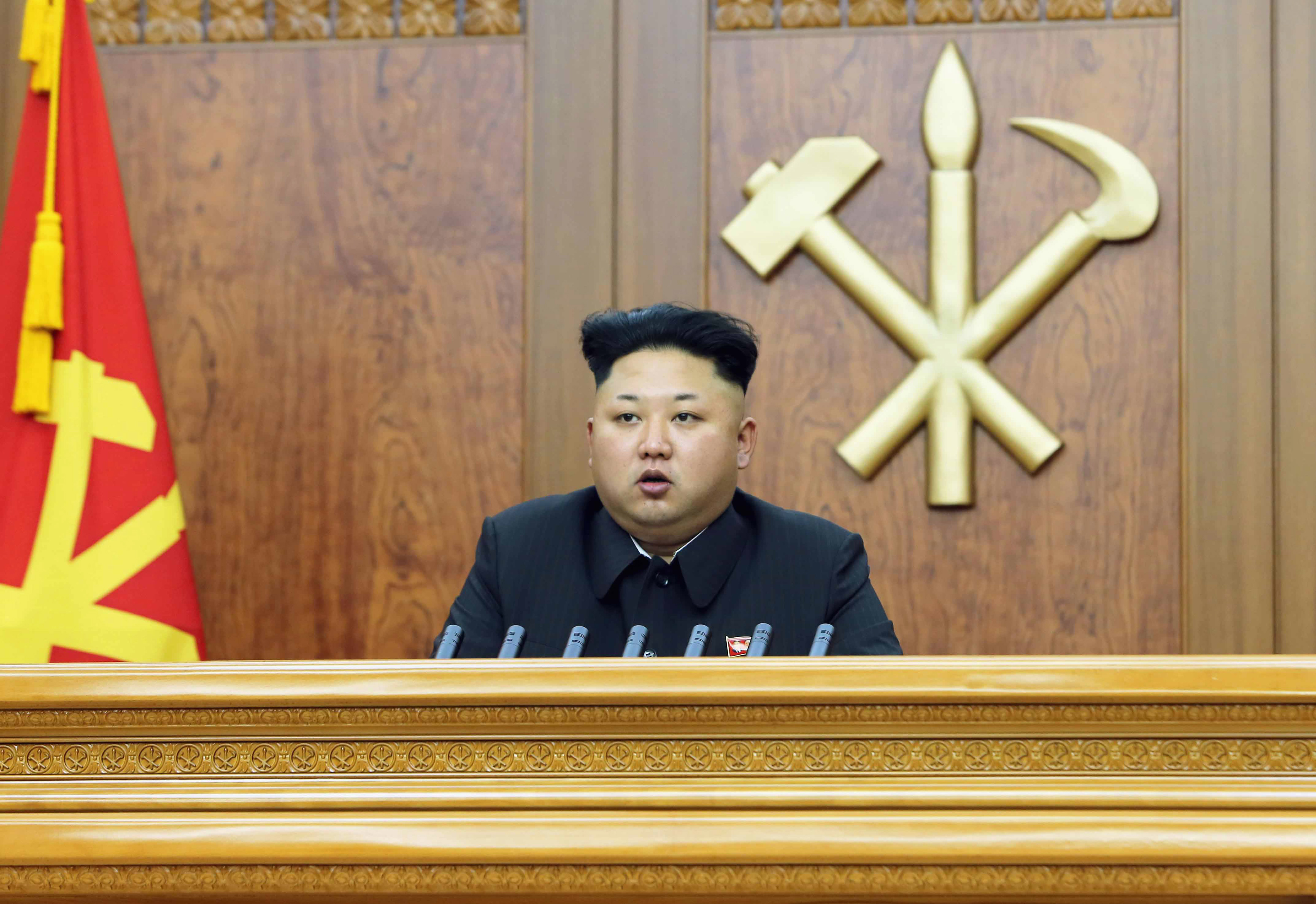 North Korean leader Kim Jong Un delivers a New Year's address