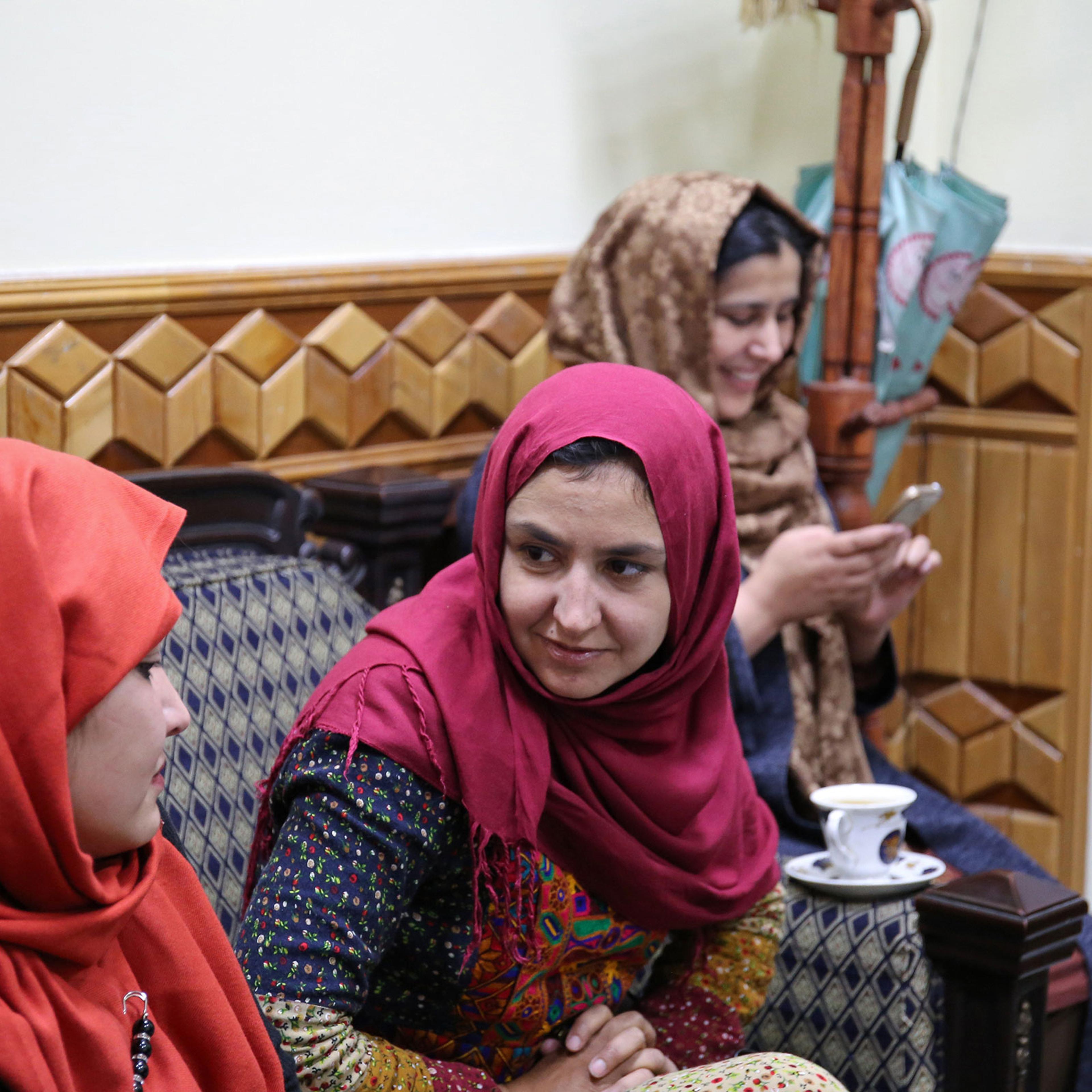 Members of Mirman Baheer, a nationwide women’s literary society meet in an office in the Capital. Mirman Baheer meets in a different secret location each week.