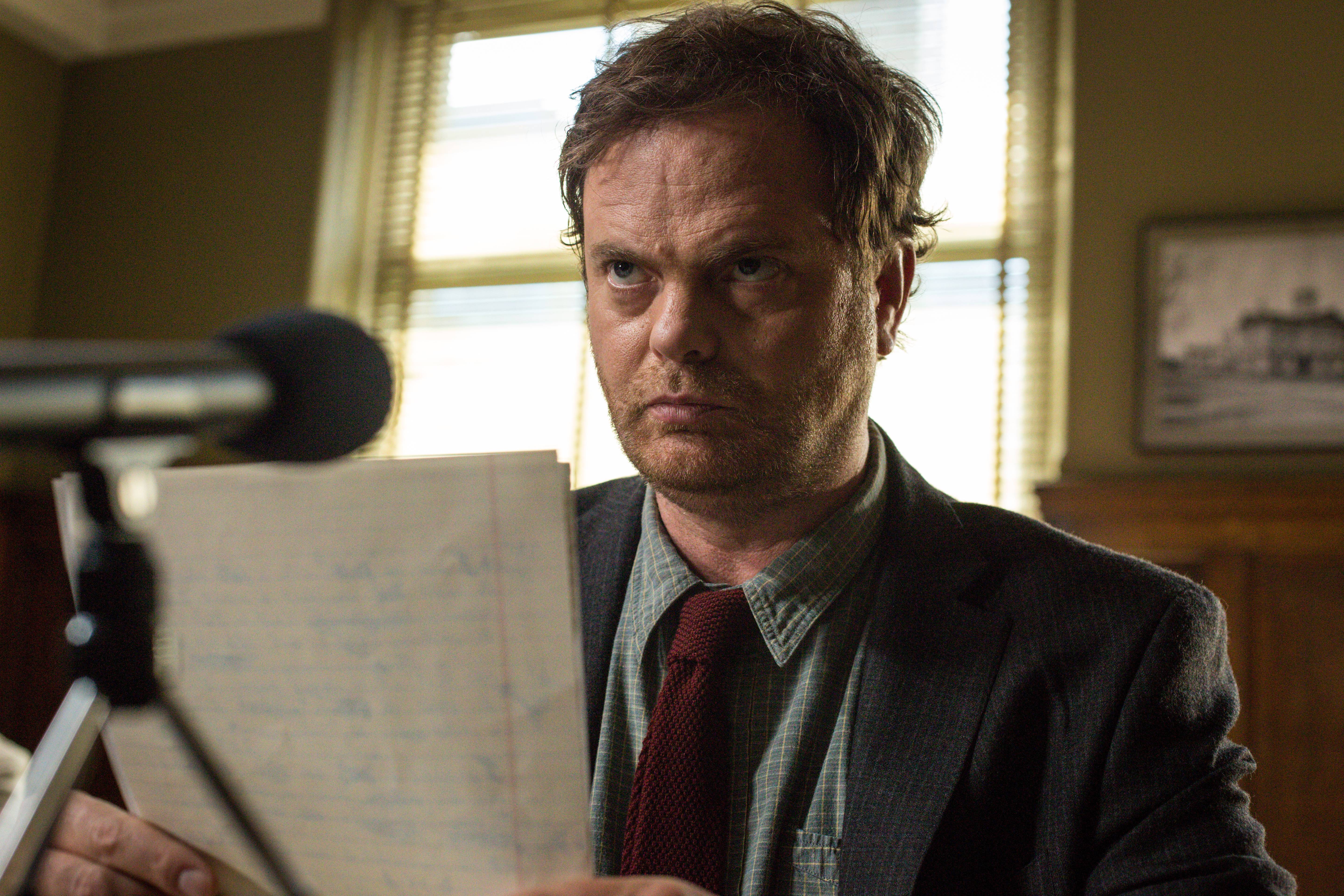 BACKSTROM: Backstrom (Rainn Wilson) testifies in front of the Civilian Oversight Committee regarding his shooting of suspect from a previous case  in the "I Am A Bird Now" episode of BACKSTROM airing Thursday, Feb. 12 (9:00-10:00 PM ET/PT) on FOX. ©2015 