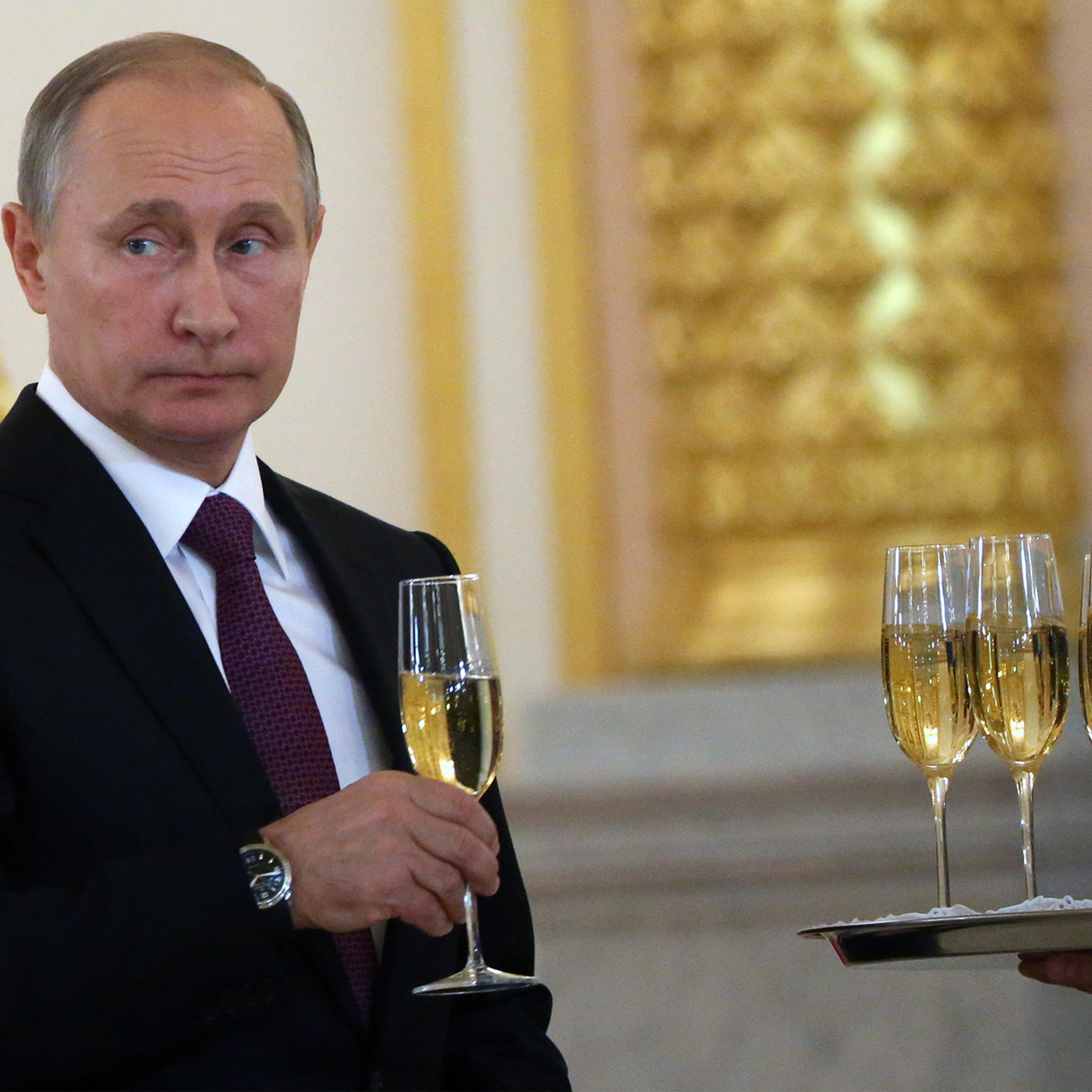 Putin Drinking Champagne