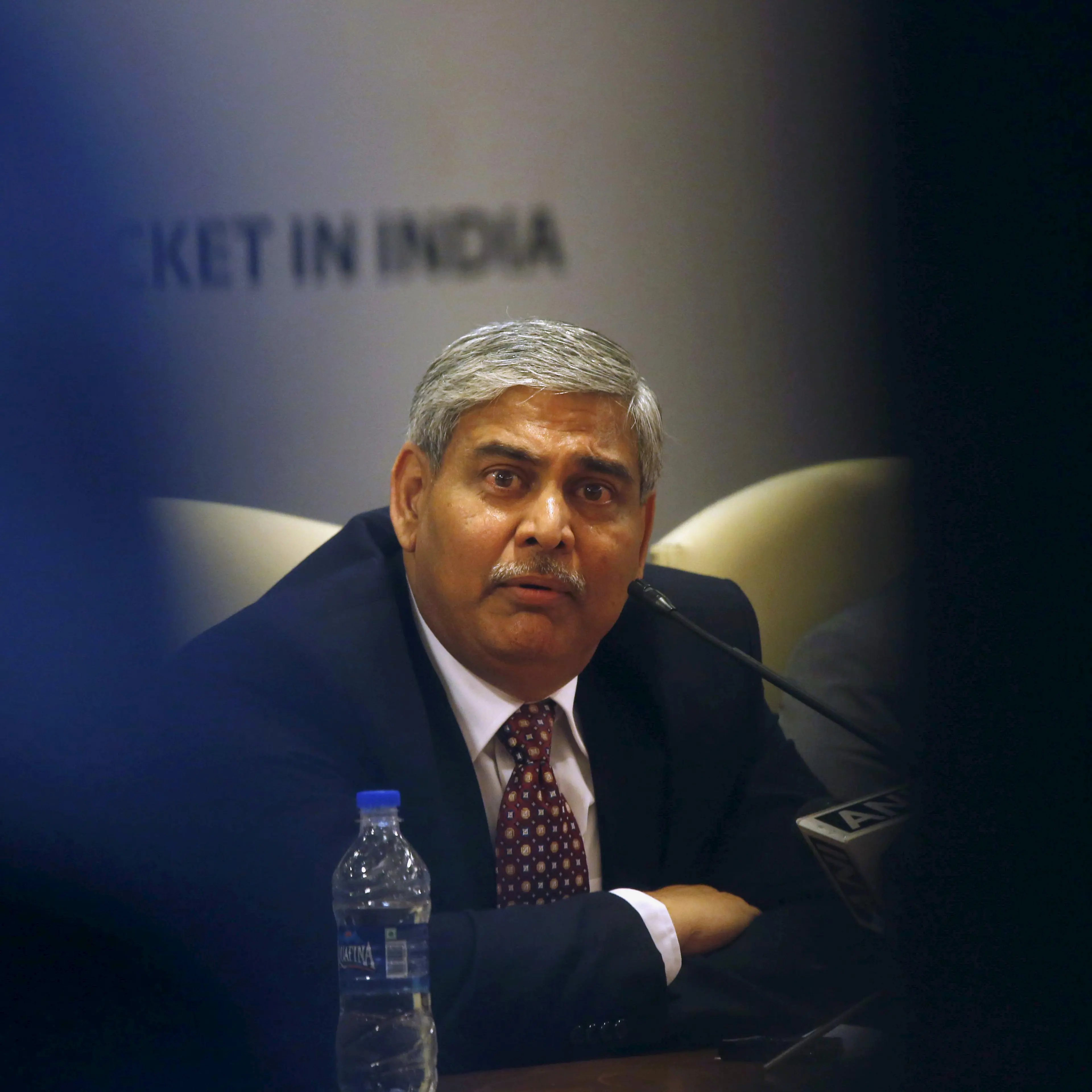 Manohar, newly-elected president of BCCI, speaks during a news conference in Mumbai