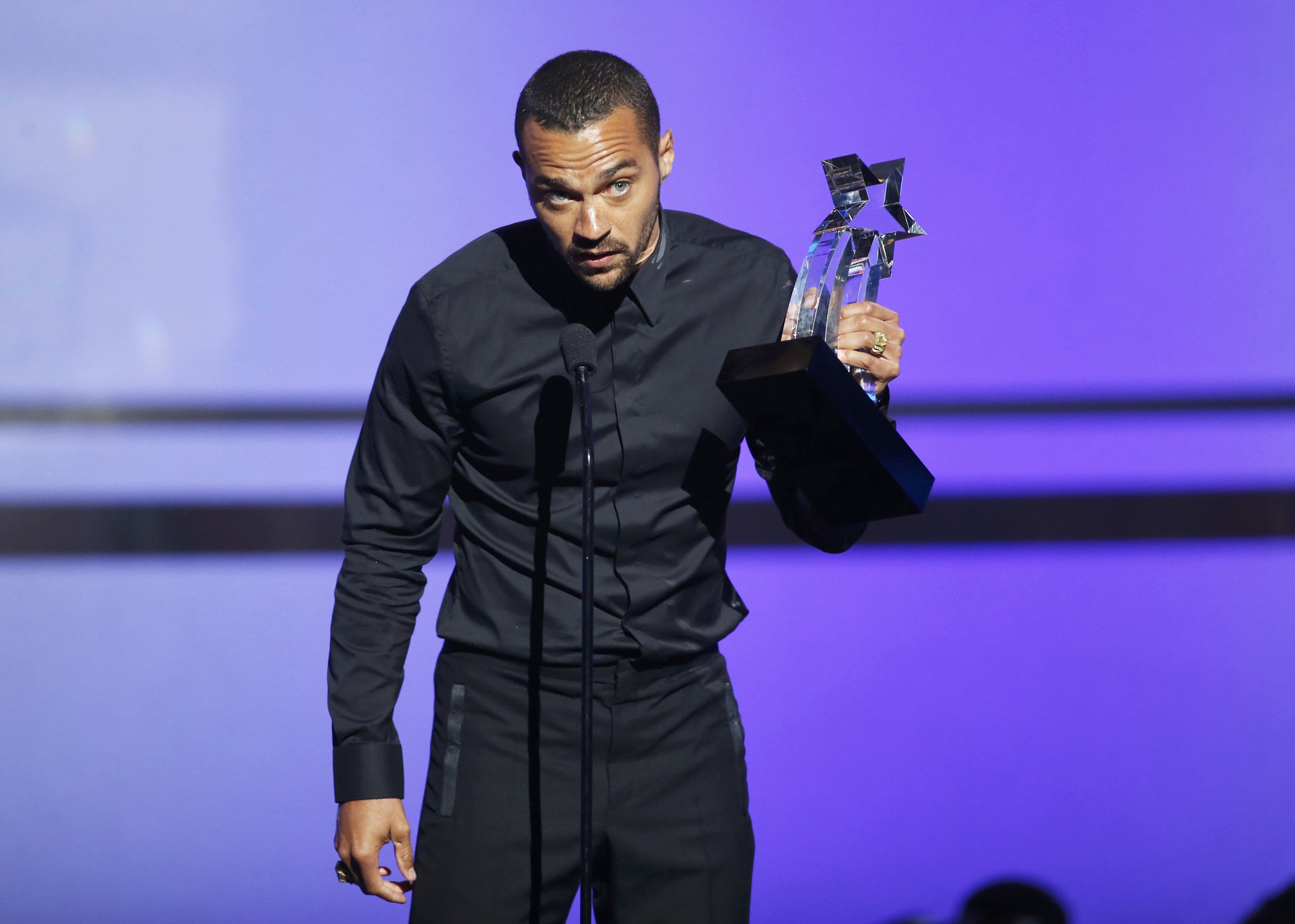 Jesse Williams accepts his award during the 2016 BET Awards in Los Angeles