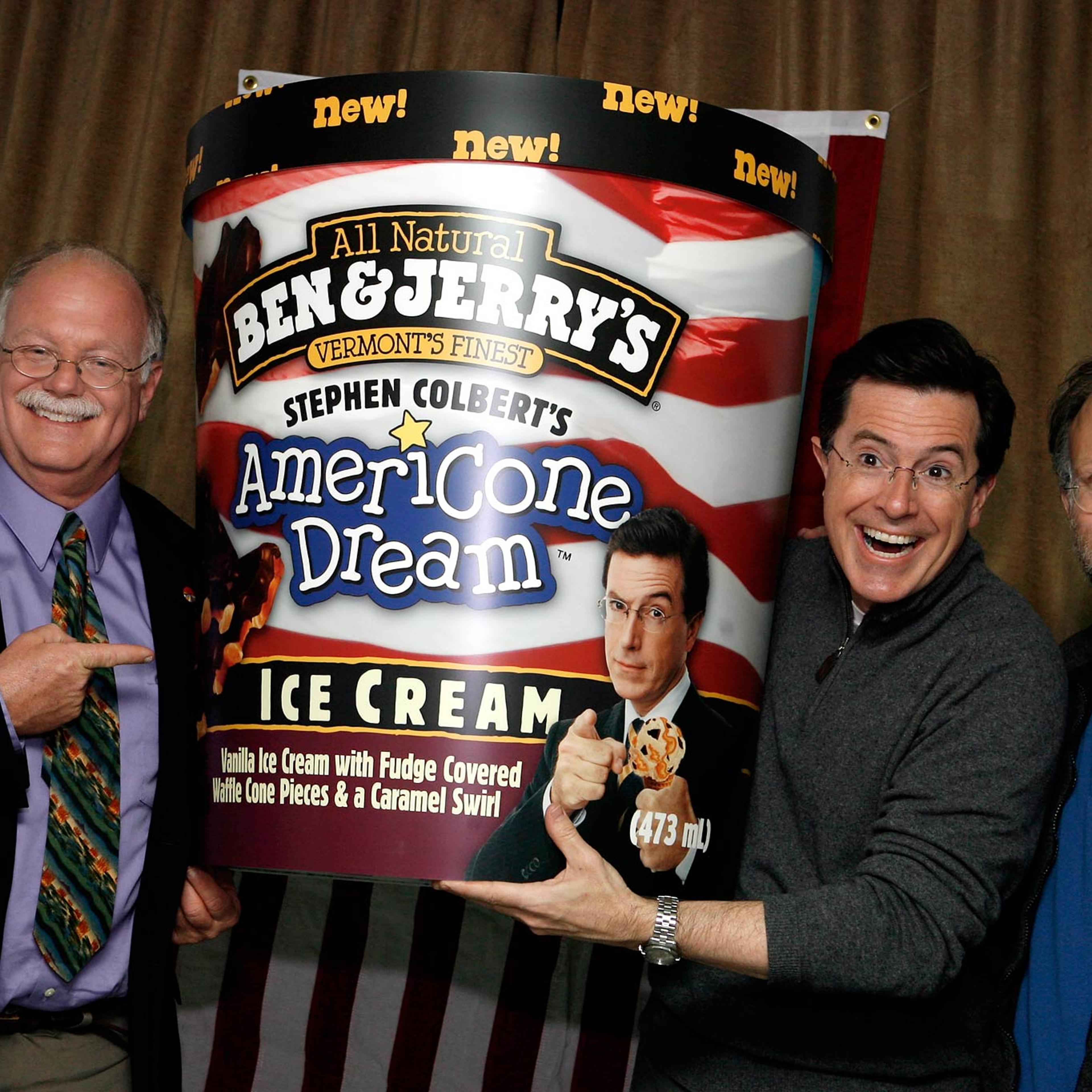 Ben Cohen, Stephen Colbert, Jerry Greenfield