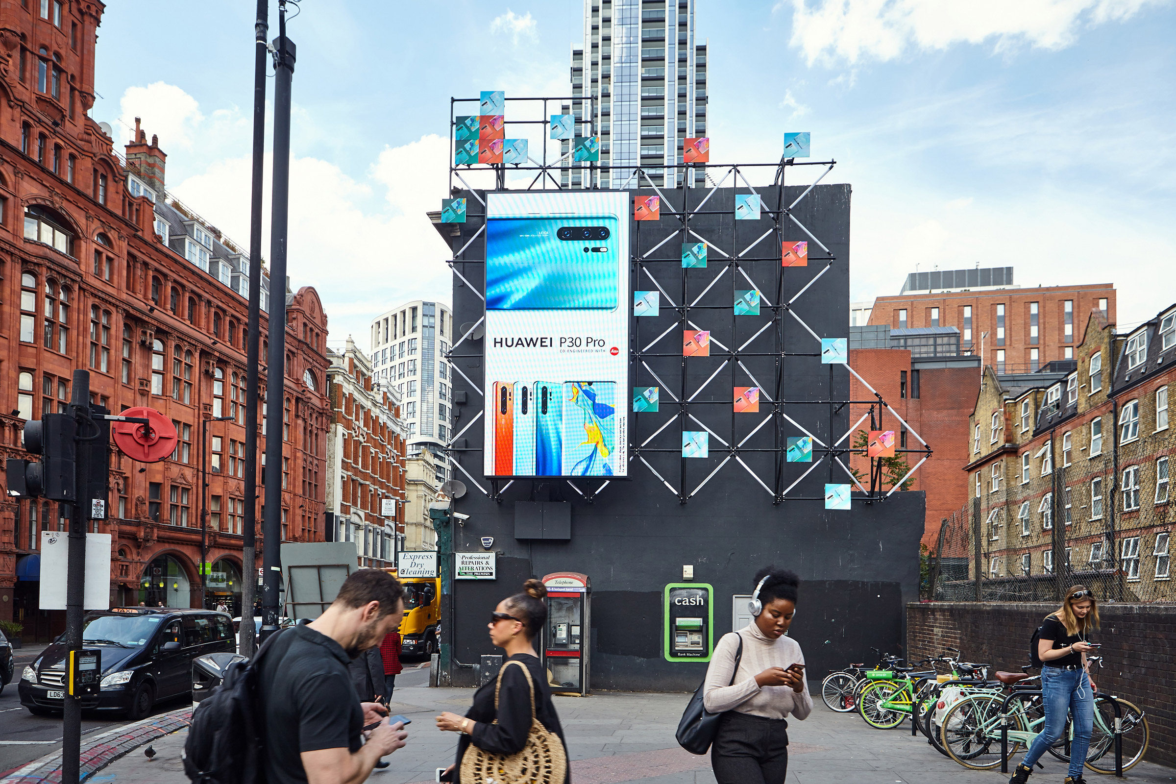 A Huawei advertisement on a billboard in London, May, 23, 2019.