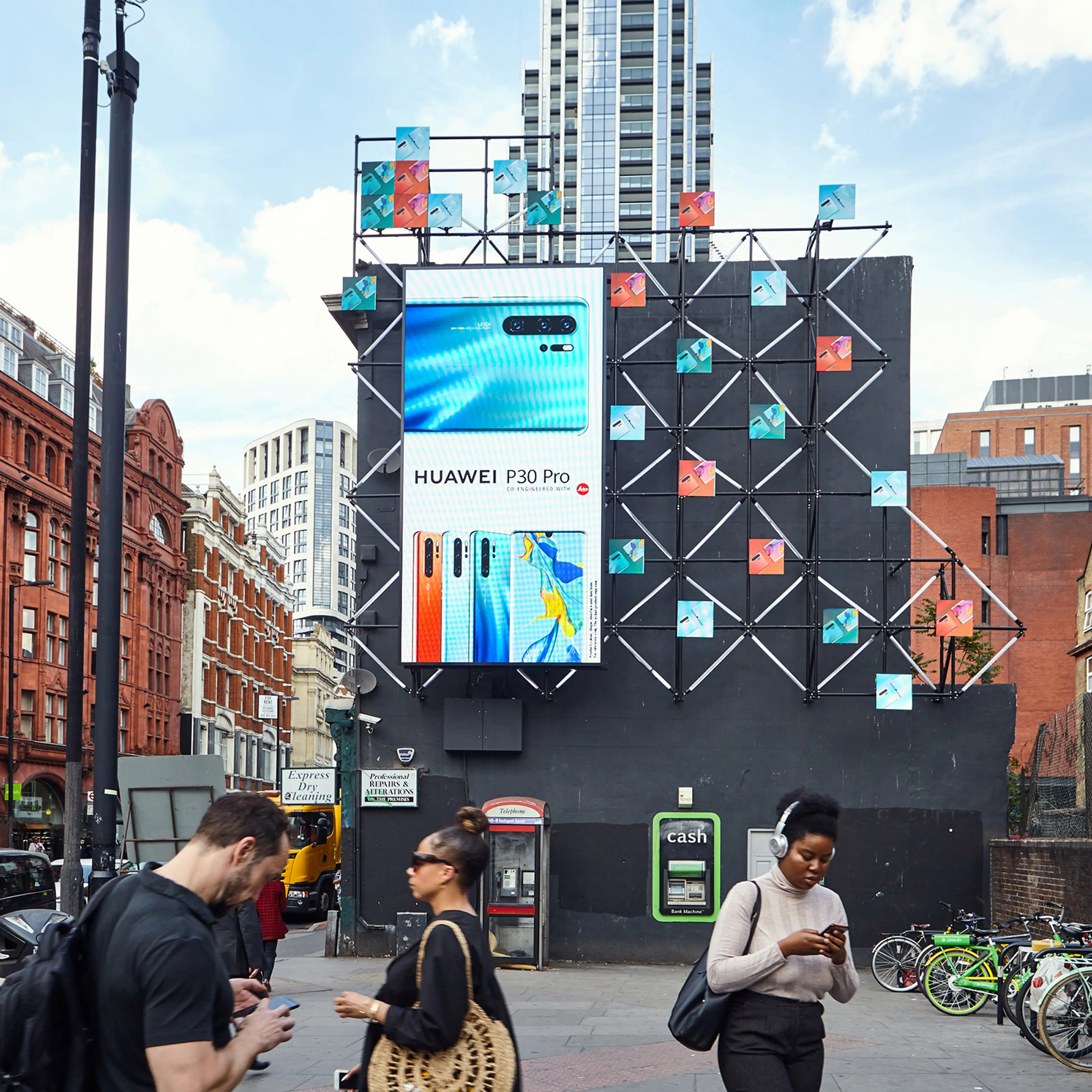A Huawei advertisement on a billboard in London, May, 23, 2019.