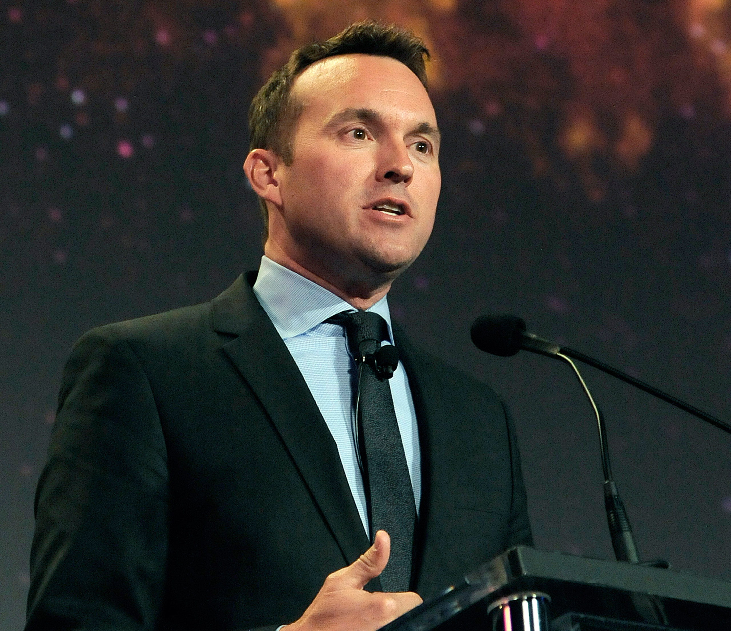 This photo provided by the U.S. Air Force shows Eric Fanning speaking at the 30th Space Symposium Corporate Partnership dinner May 20, 2014, in Colorado Springs, Colo. President Barack Obama is nominating longtime Pentagon official Eric Fanning to be the