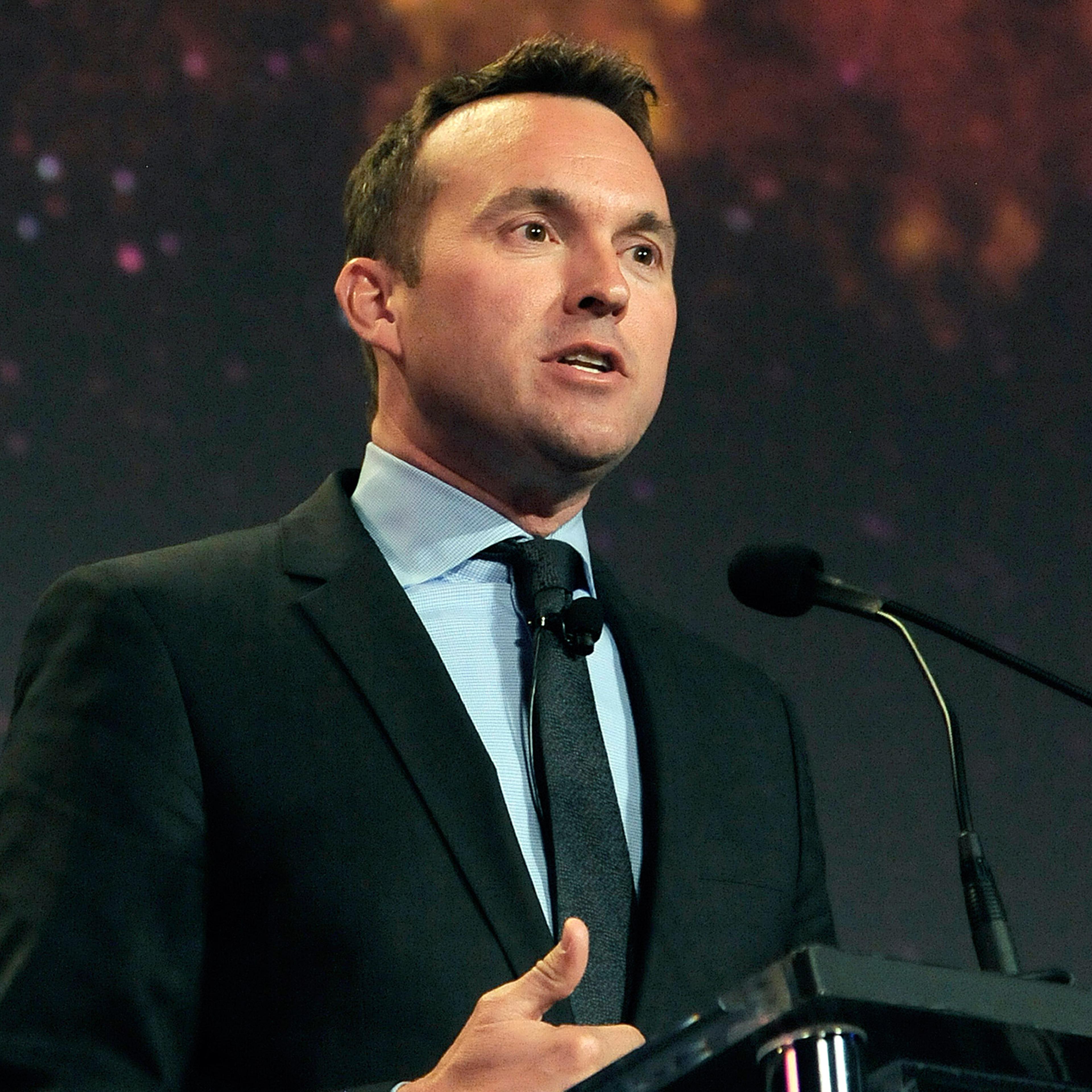 This photo provided by the U.S. Air Force shows Eric Fanning speaking at the 30th Space Symposium Corporate Partnership dinner May 20, 2014, in Colorado Springs, Colo. President Barack Obama is nominating longtime Pentagon official Eric Fanning to be the
