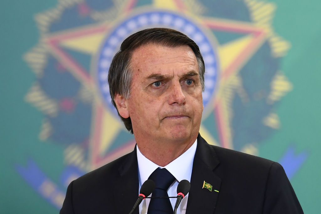 Brazilian President Jair Bolsonaro delivers a speech