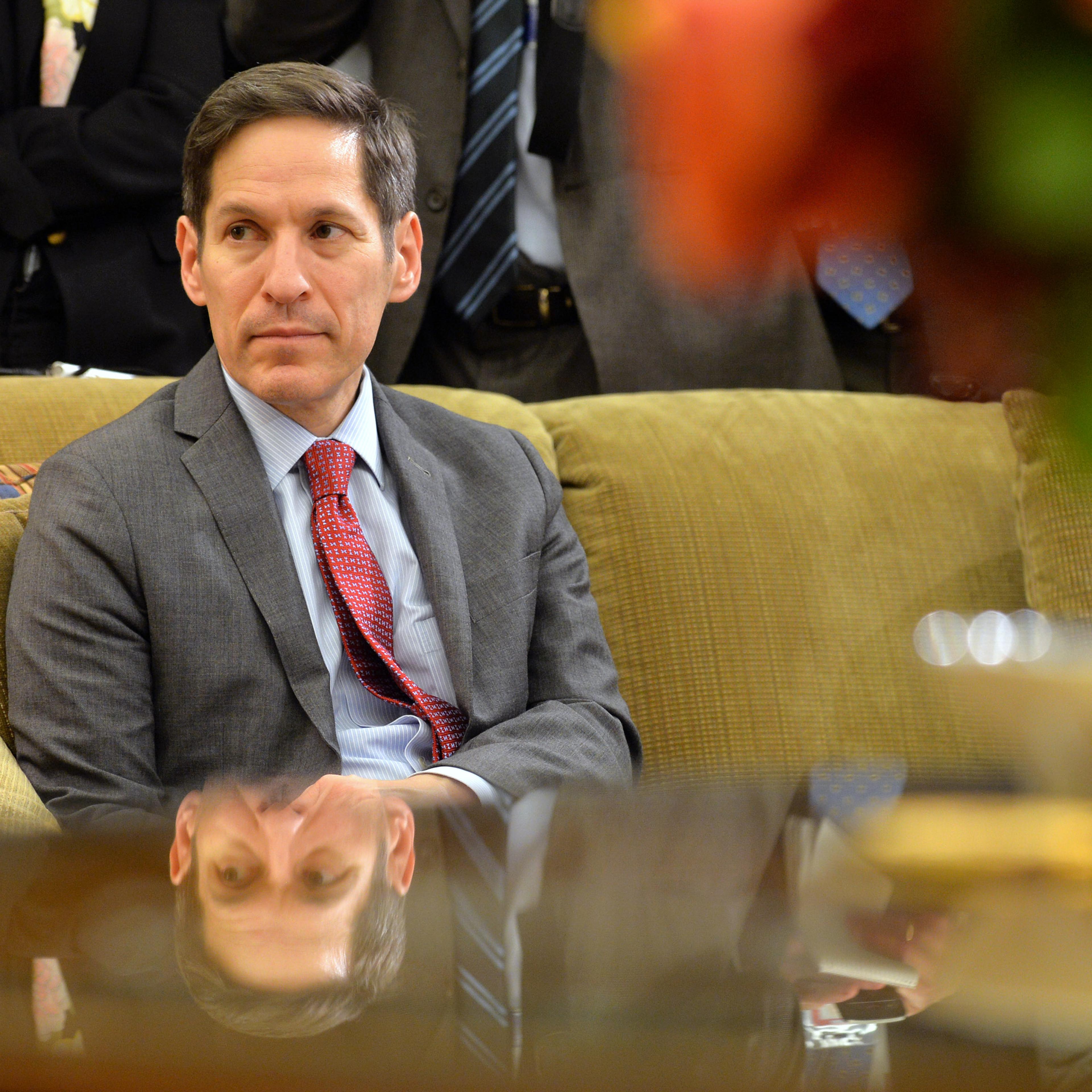 Thomas Frieden sitting on a couch