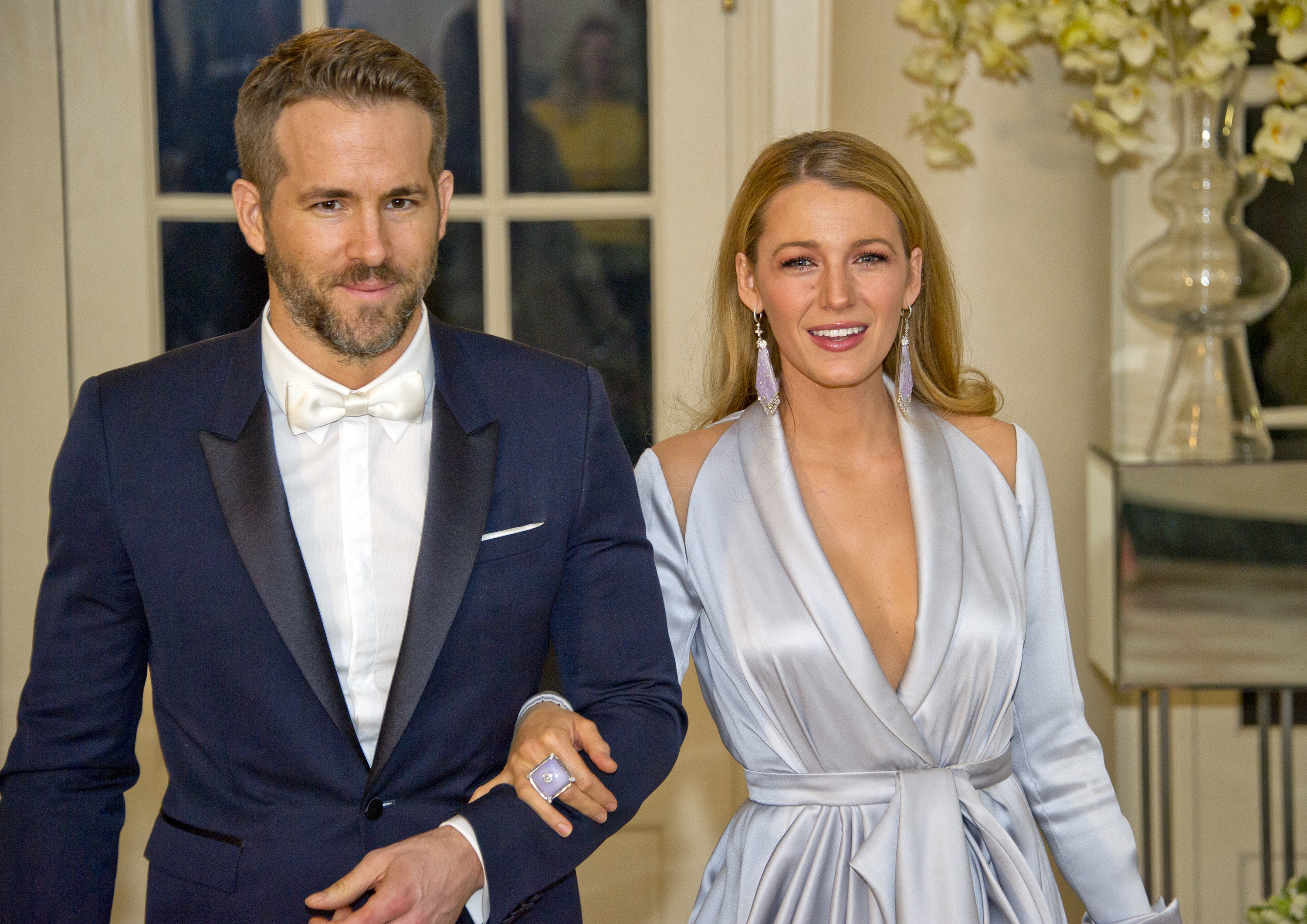 Blake Lively and Ryan Reynolds arrive for the State Dinner in honor of Prime Minister Trudeau and Mrs. Sophie Grégoire Trudeau of Canada at the White House in Washington, DC on Thursday, March 10, 2016.