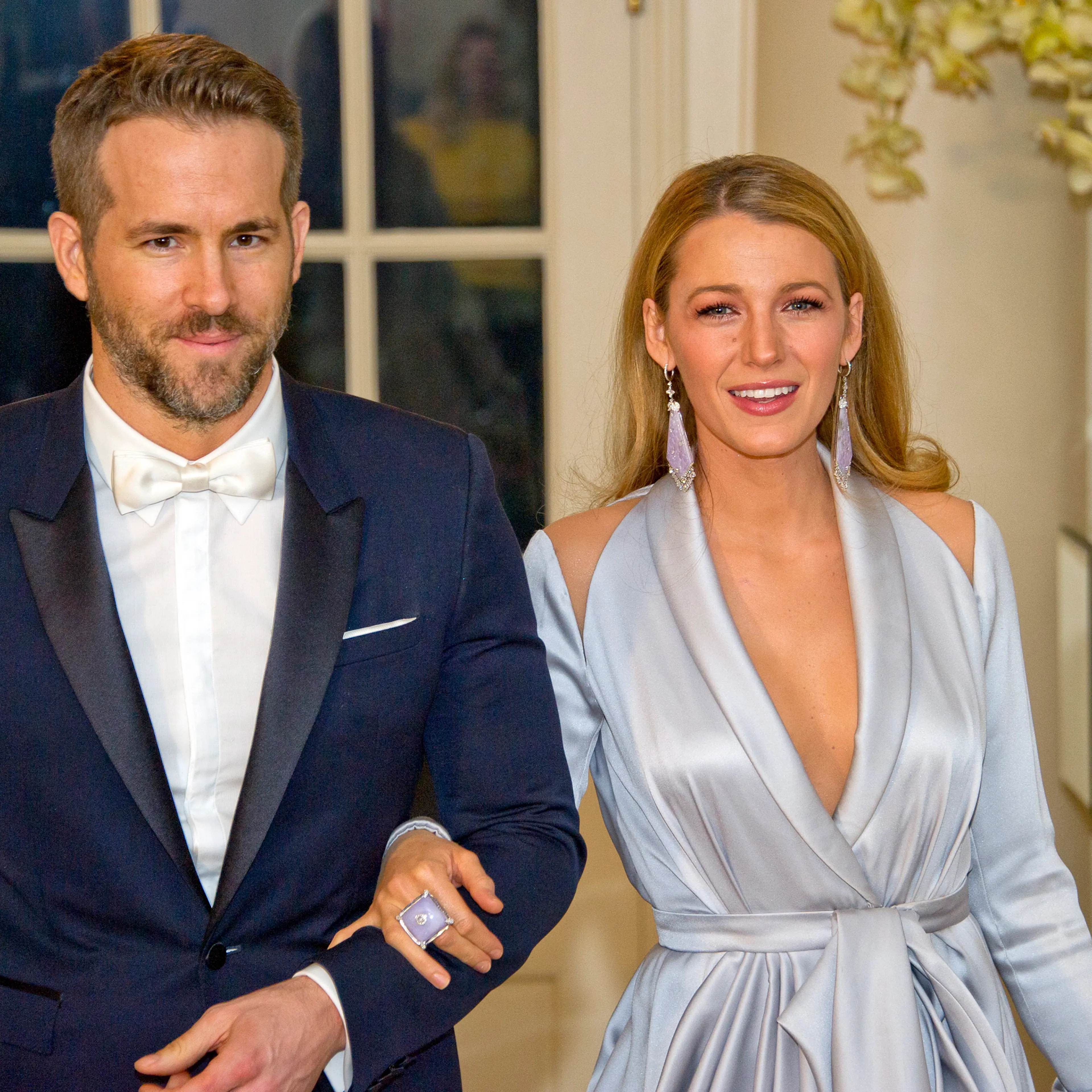Blake Lively and Ryan Reynolds arrive for the State Dinner in honor of Prime Minister Trudeau and Mrs. Sophie Grégoire Trudeau of Canada at the White House in Washington, DC on Thursday, March 10, 2016.