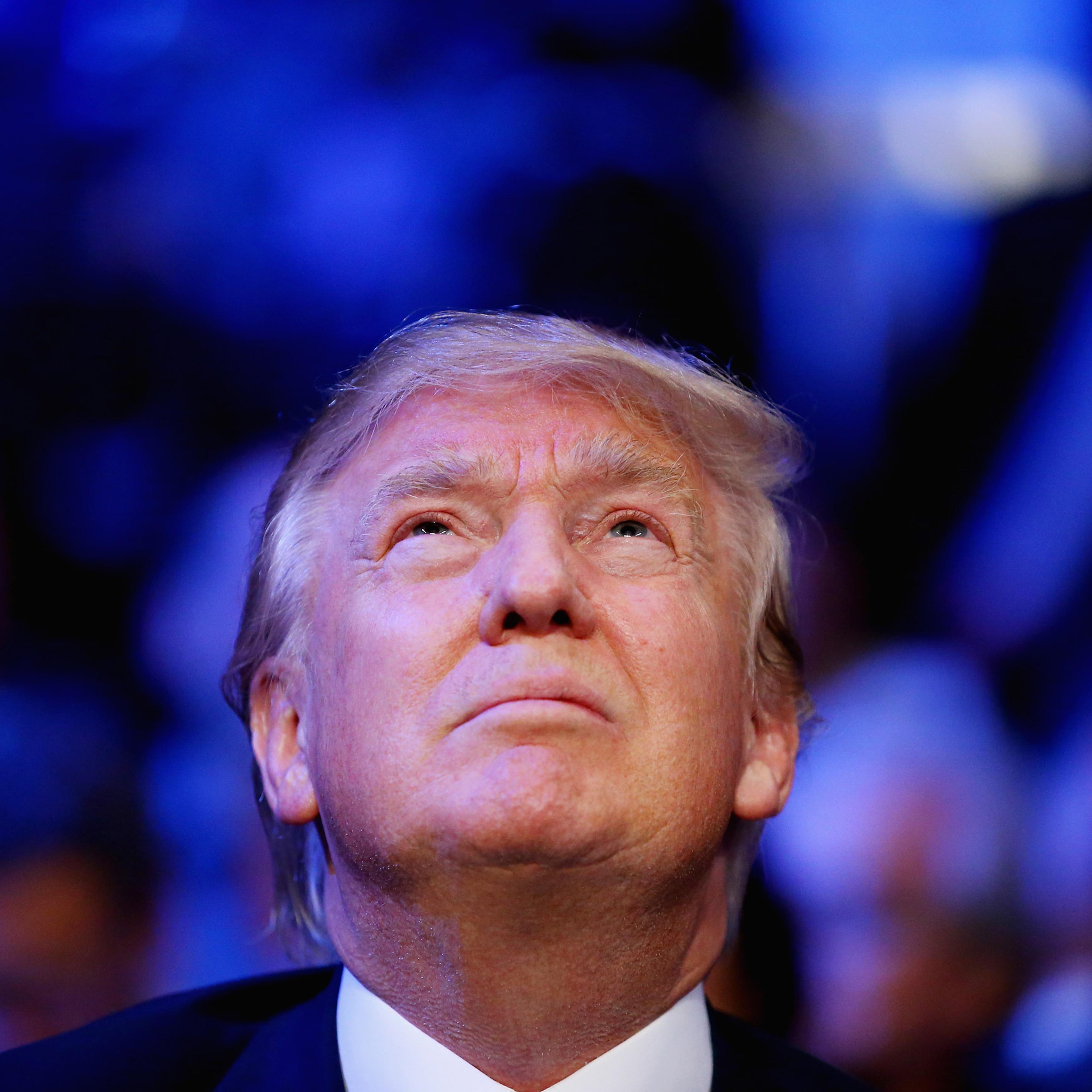 NEW YORK, NY - OCTOBER 17: Presidential candidate Donald Trump attends the fight between Gennady Golovkin against David Lemieux for their WBA/WBC interim/IBF middleweight title unification bout at Madison Square Garden on October 17, 2015 in New York Cit