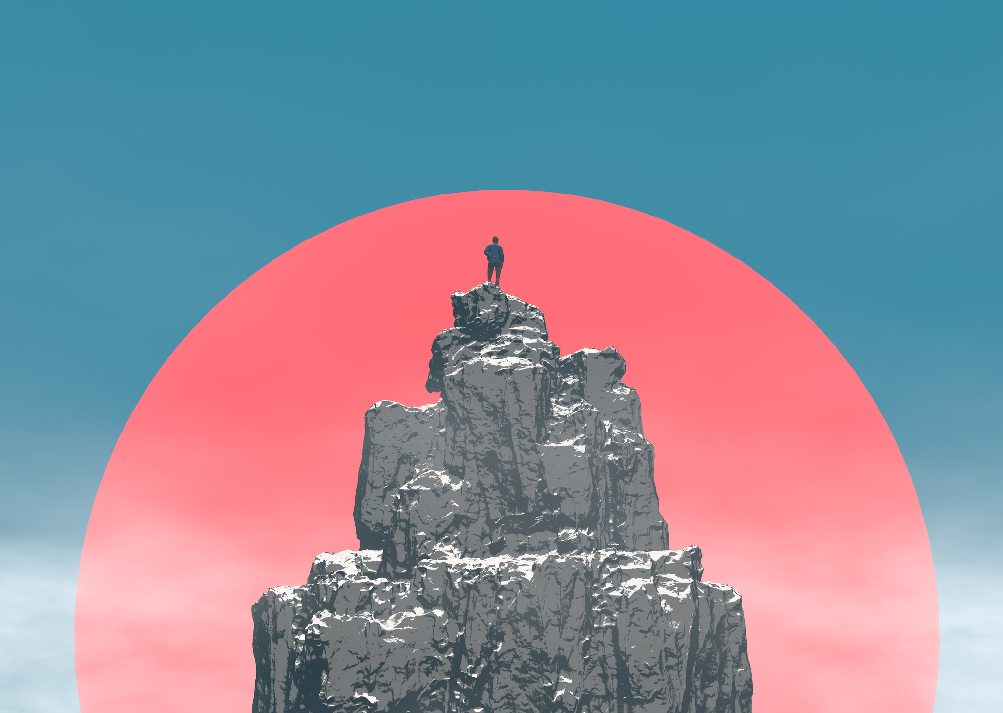 Climber at the sunrise