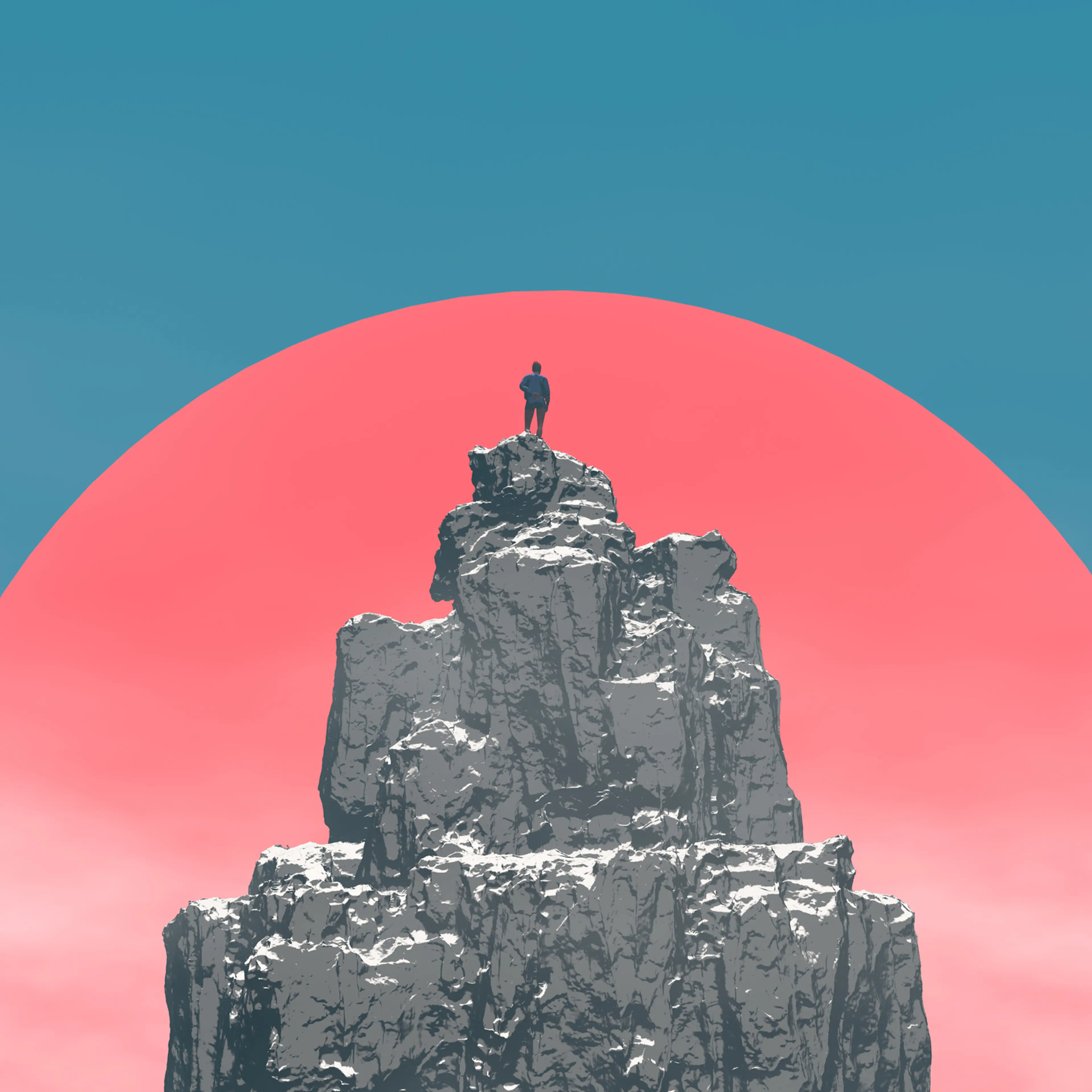 Climber at the sunrise