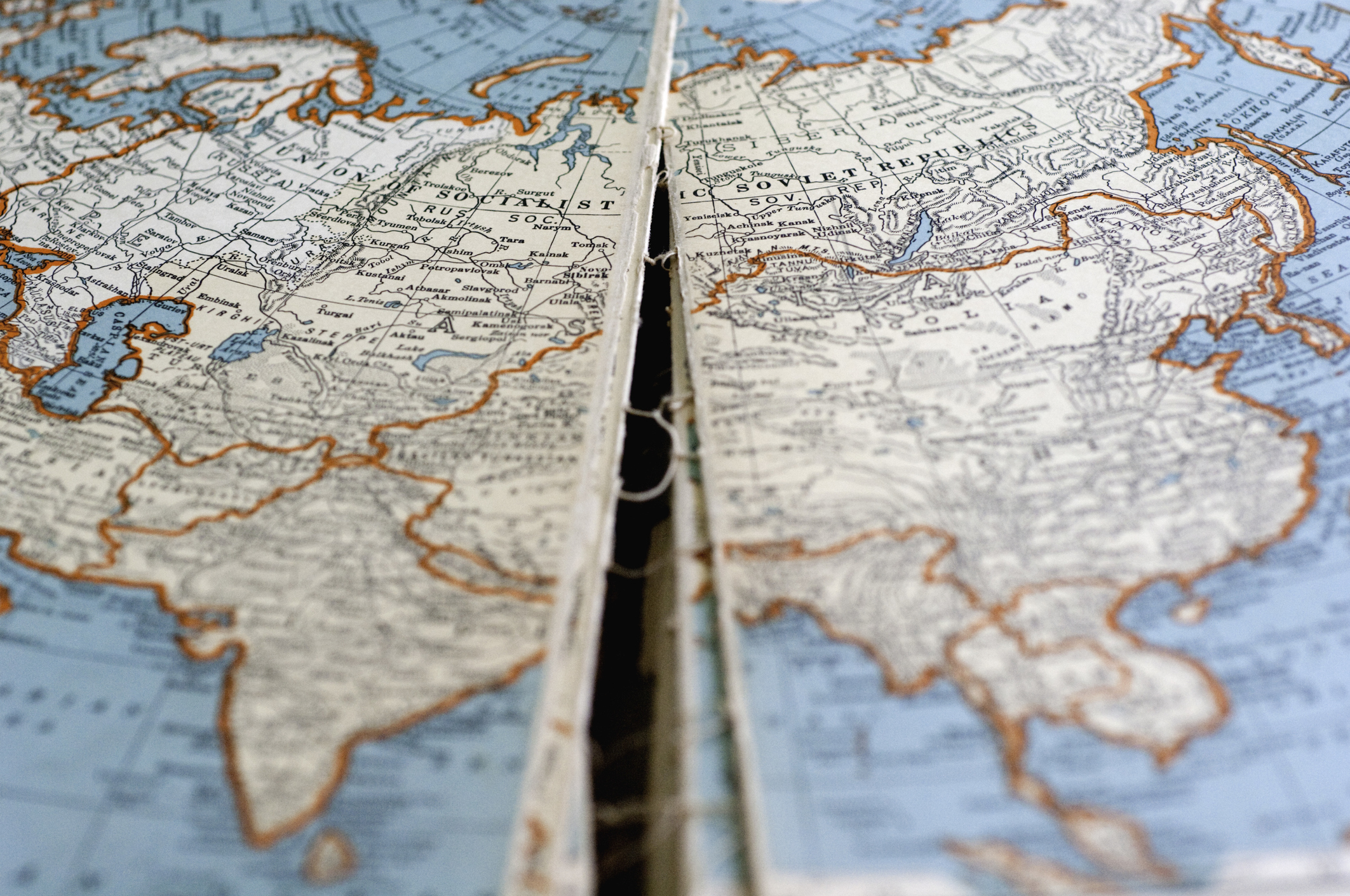 Old Torn Atlas Map of Eurasia