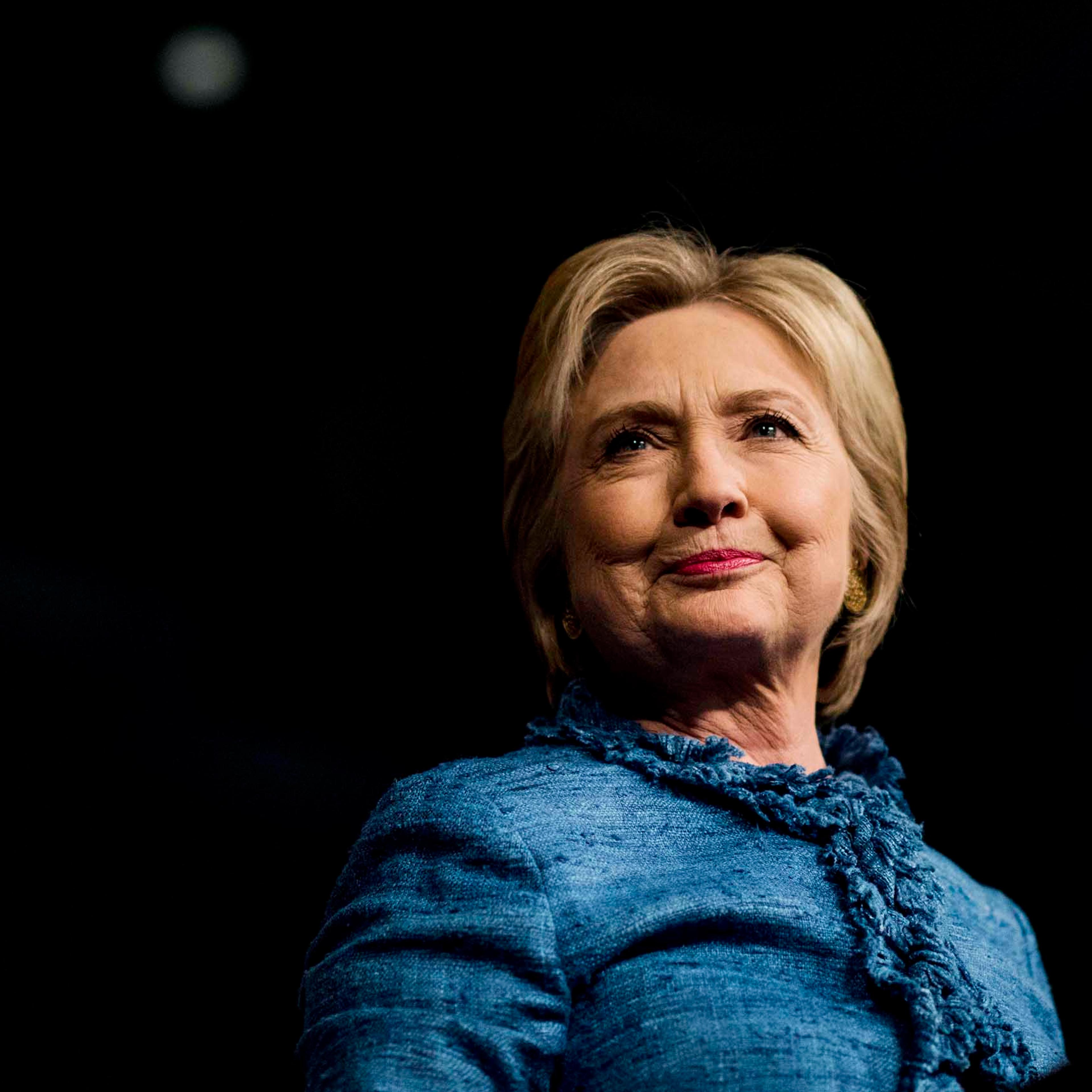 On primary night, former Secretary of State Hillary Clinton speaks to a cheering crowd of her supporters from her victory party in West Palm Beach, Fl. on March 15, 2016.