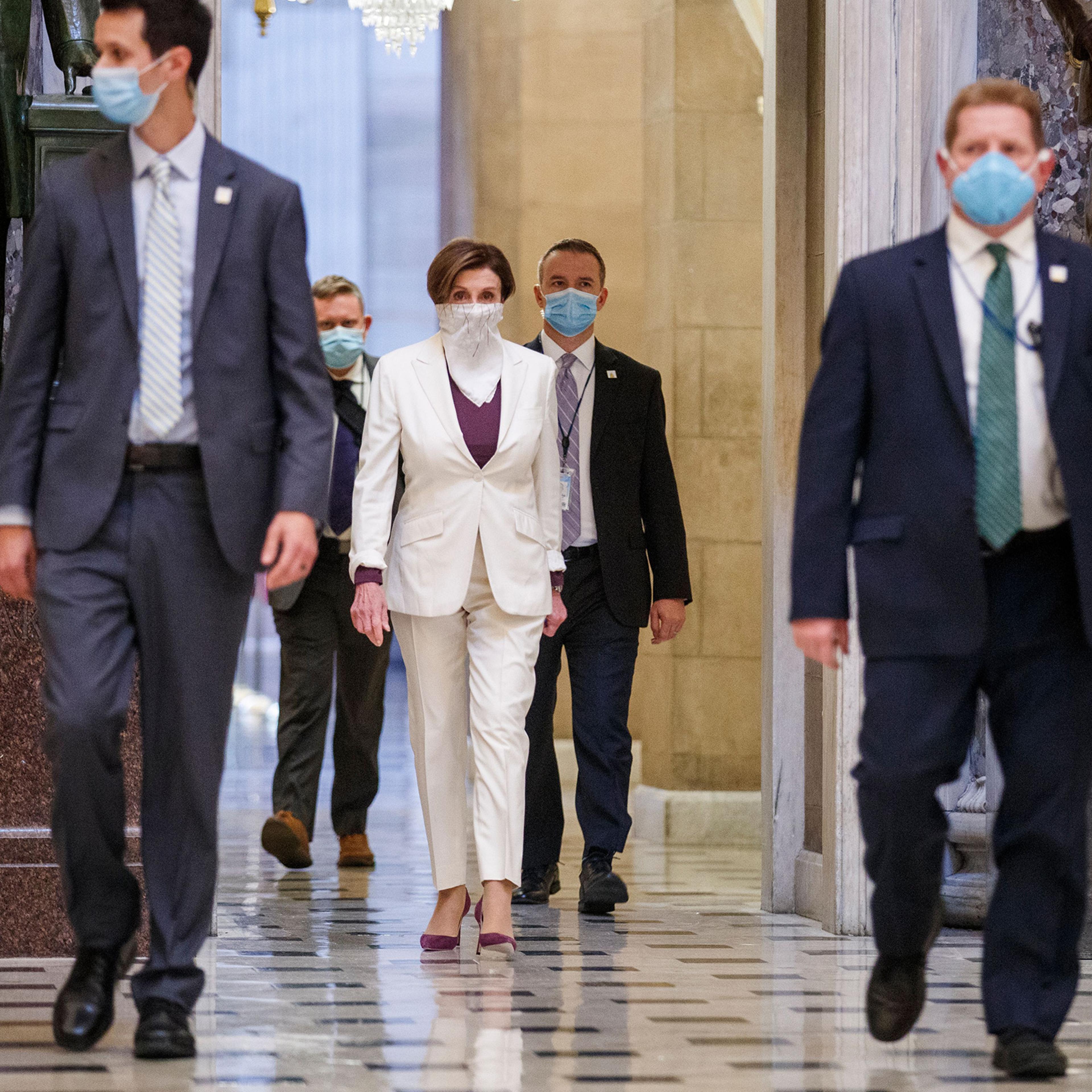 Pelosi in the U.S. Capitol on April 23, the day the House passed a $484 billion coronavirus relief package