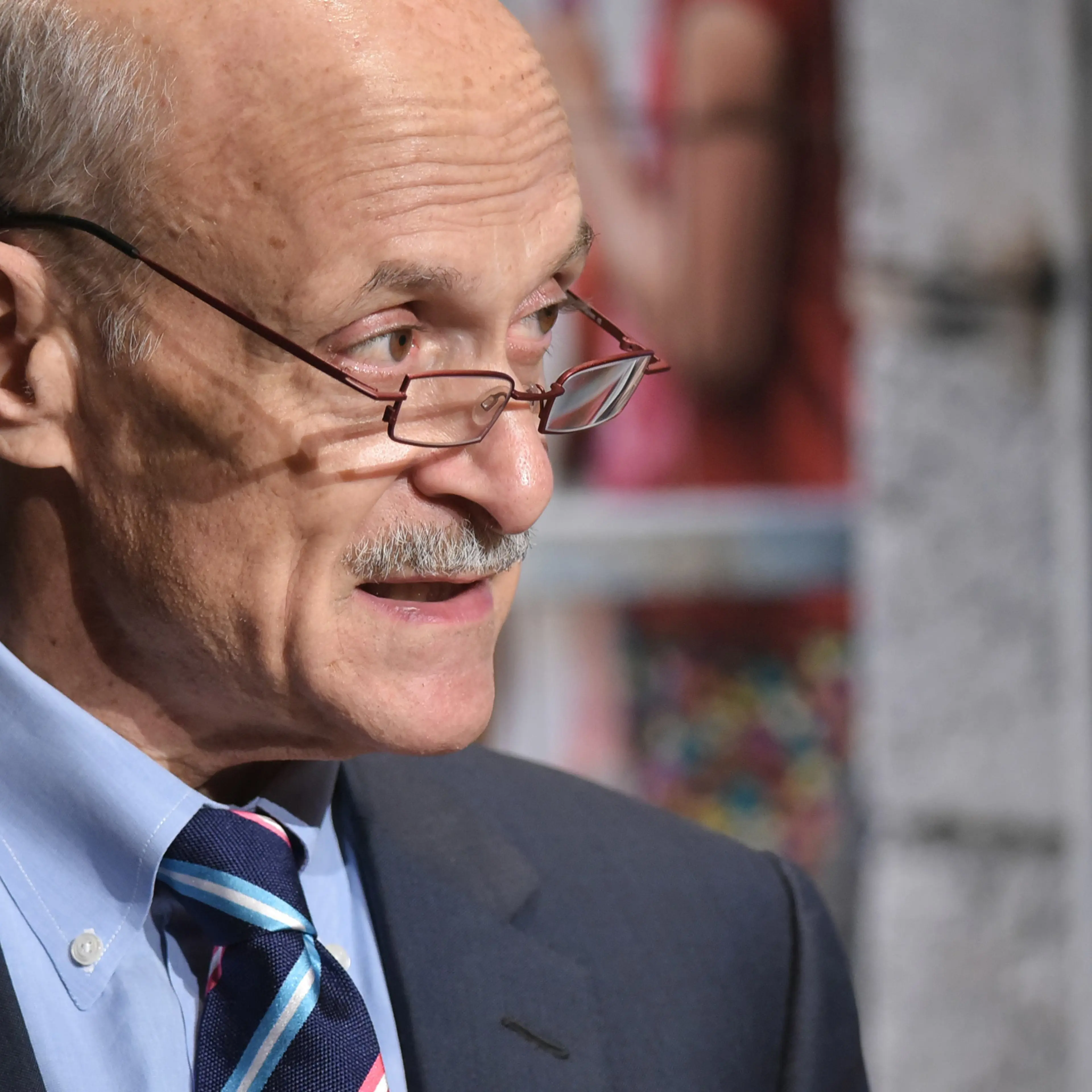 Former Homeland Security secretary and Chairman, Committee of Conscience, US Holocaust Memorial Museum, Michael Chertoff speaks at a press conference on November 12, 2015.
