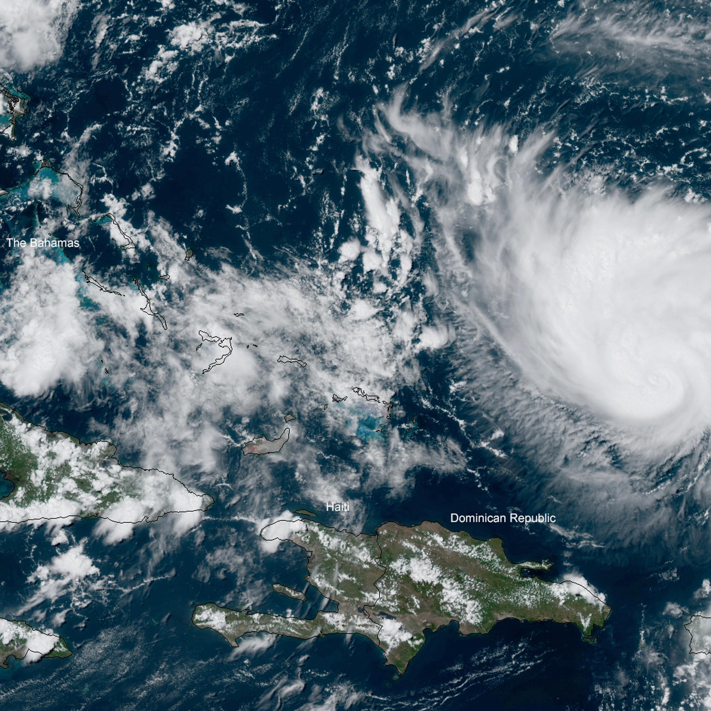 A satellite image of Hurricane Dorian, which is expected to cause tropical-storm-force winds in Florida over the weekend
