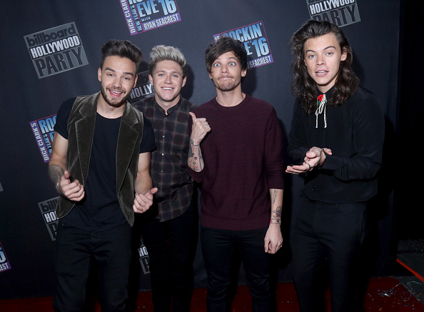Singers Liam Payne, Niall Horan, Louis Tomlinson and Harry Styles of One Direction attend Dick Clark's New Year's Rockin' Eve with Ryan Seacrest 2016 on December 31, 2015 in Los Angeles, CA.