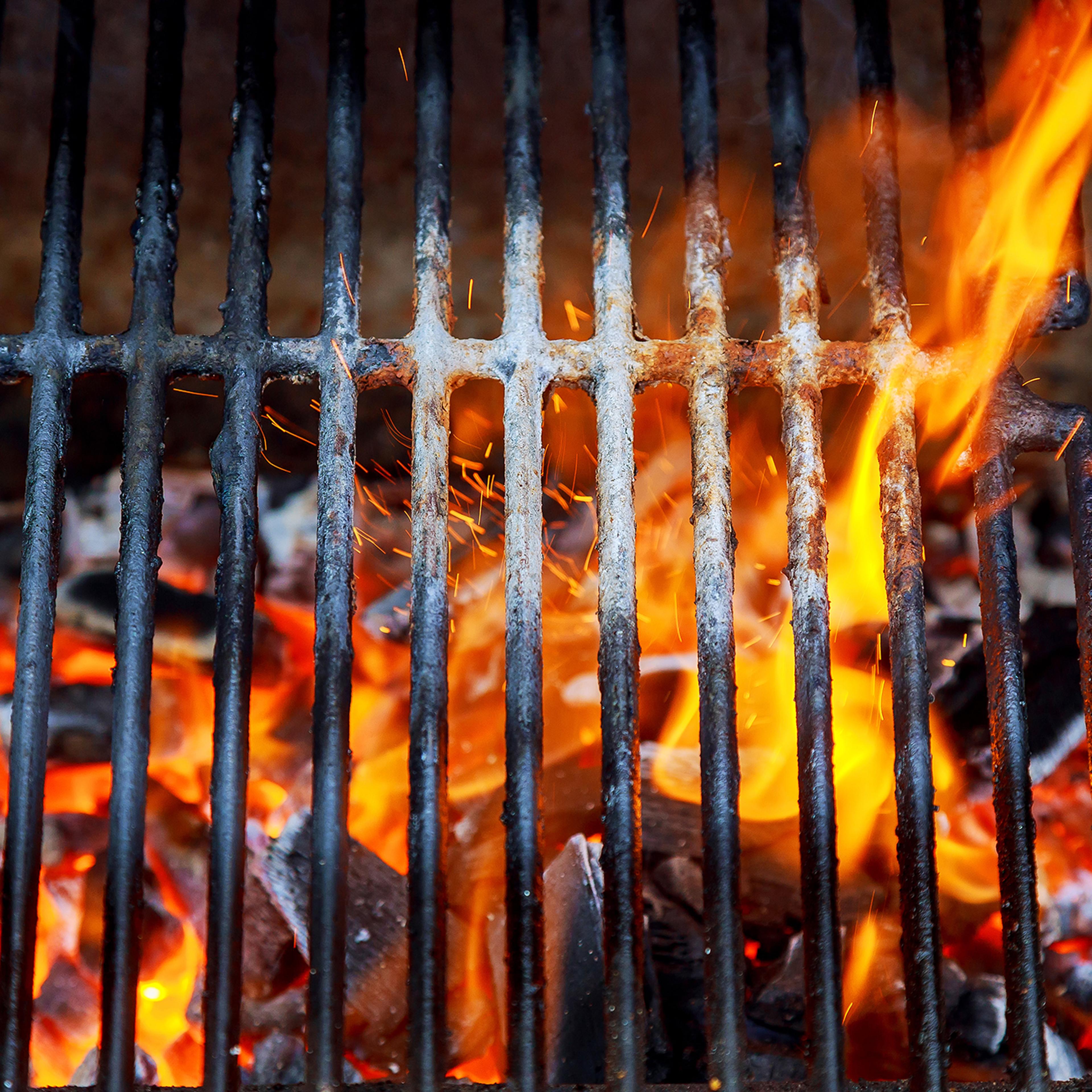 Close-Up Of Bonfire On Barbecue Grill