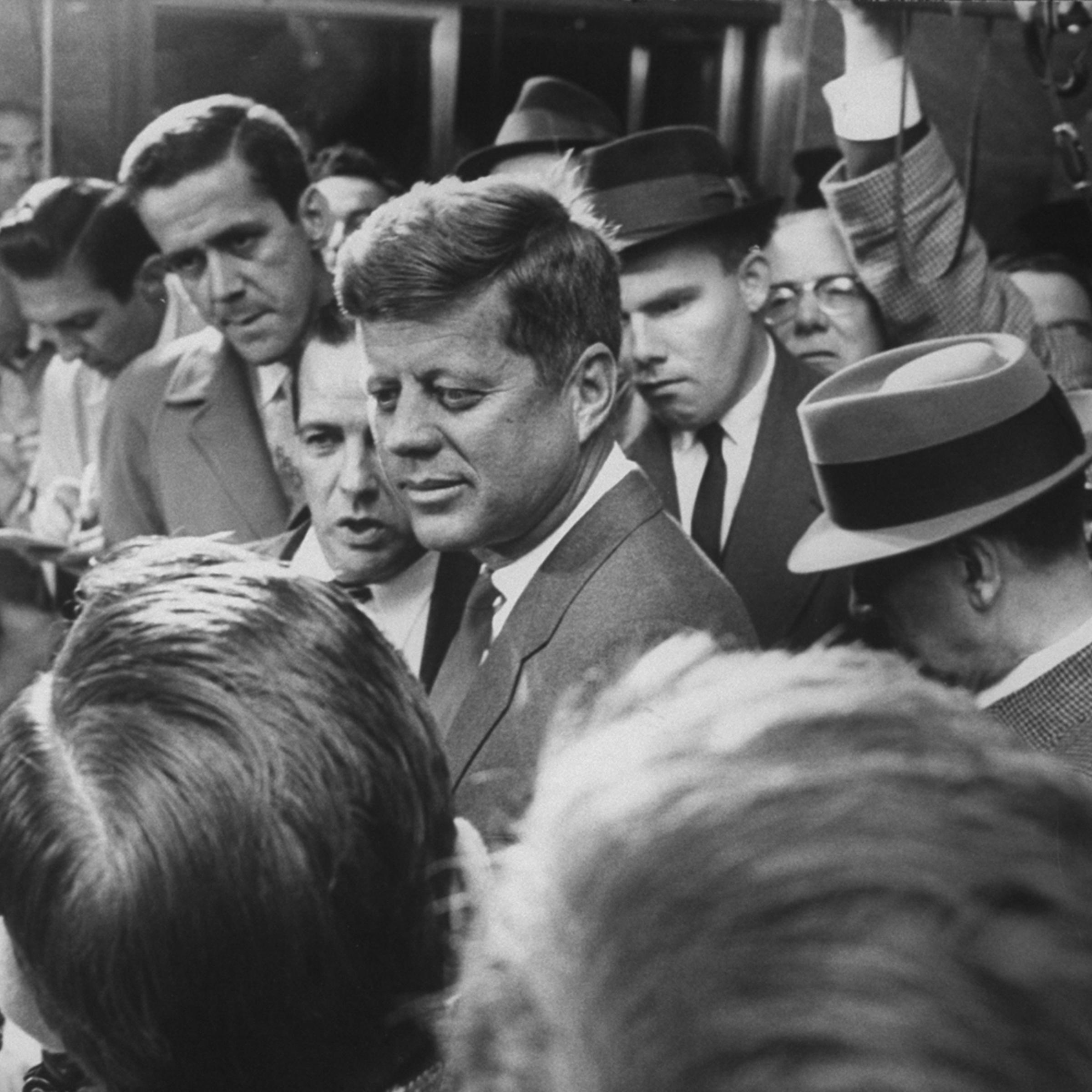 President-elect John F. Kennedy at Georgetown Hospital after the birth of his son, John Jr., Nov. 1960.
