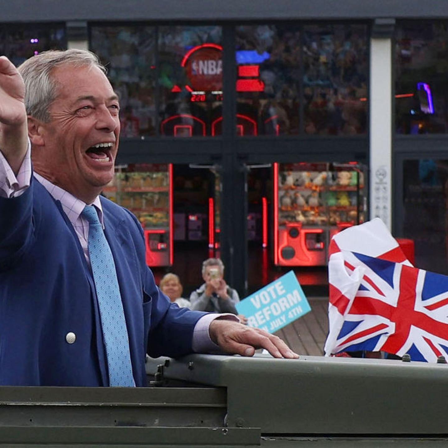 Nigel Farage Addresses Voters At Clacton Pier On Final Day Of Election Campaign