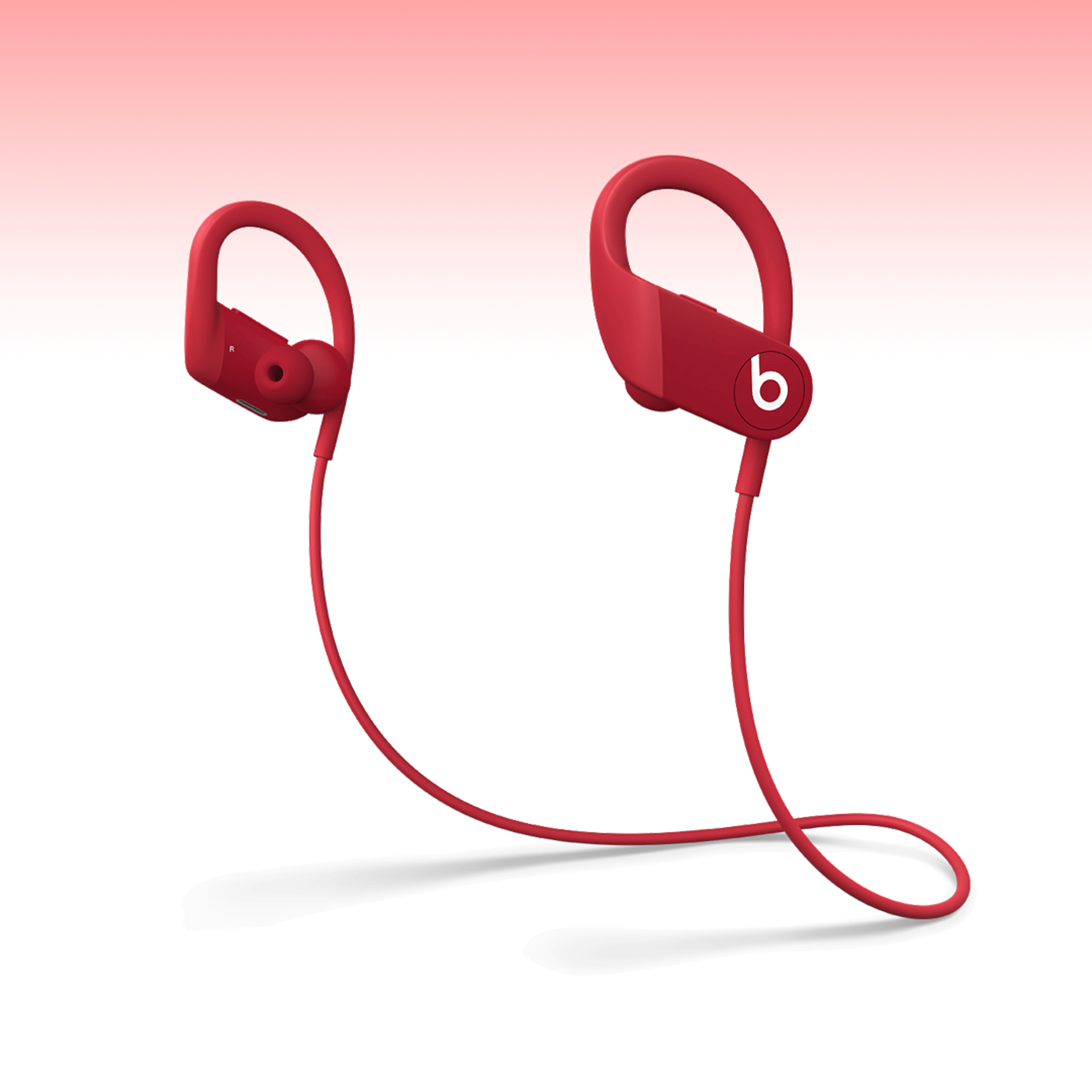 Red Powerbeats headphones