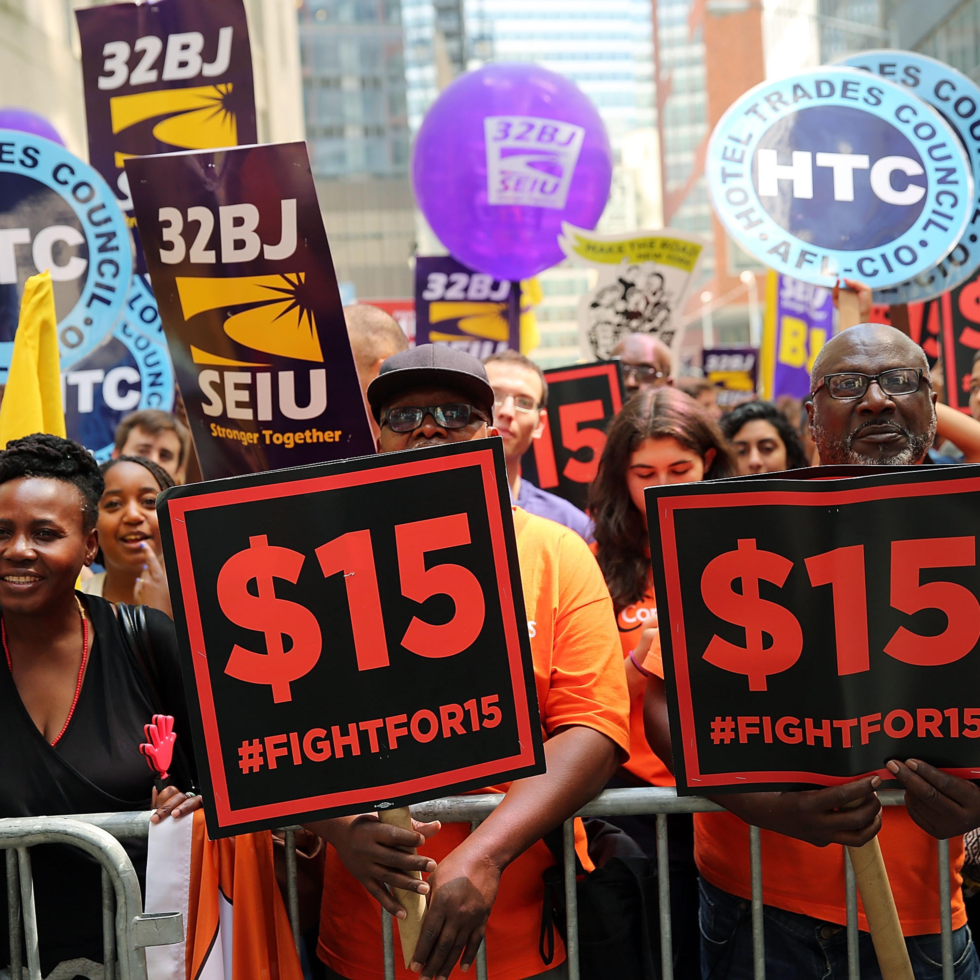 Fast Food Workers Gather To Watch State's Wage Board Decision On Minimum Wage Raise
