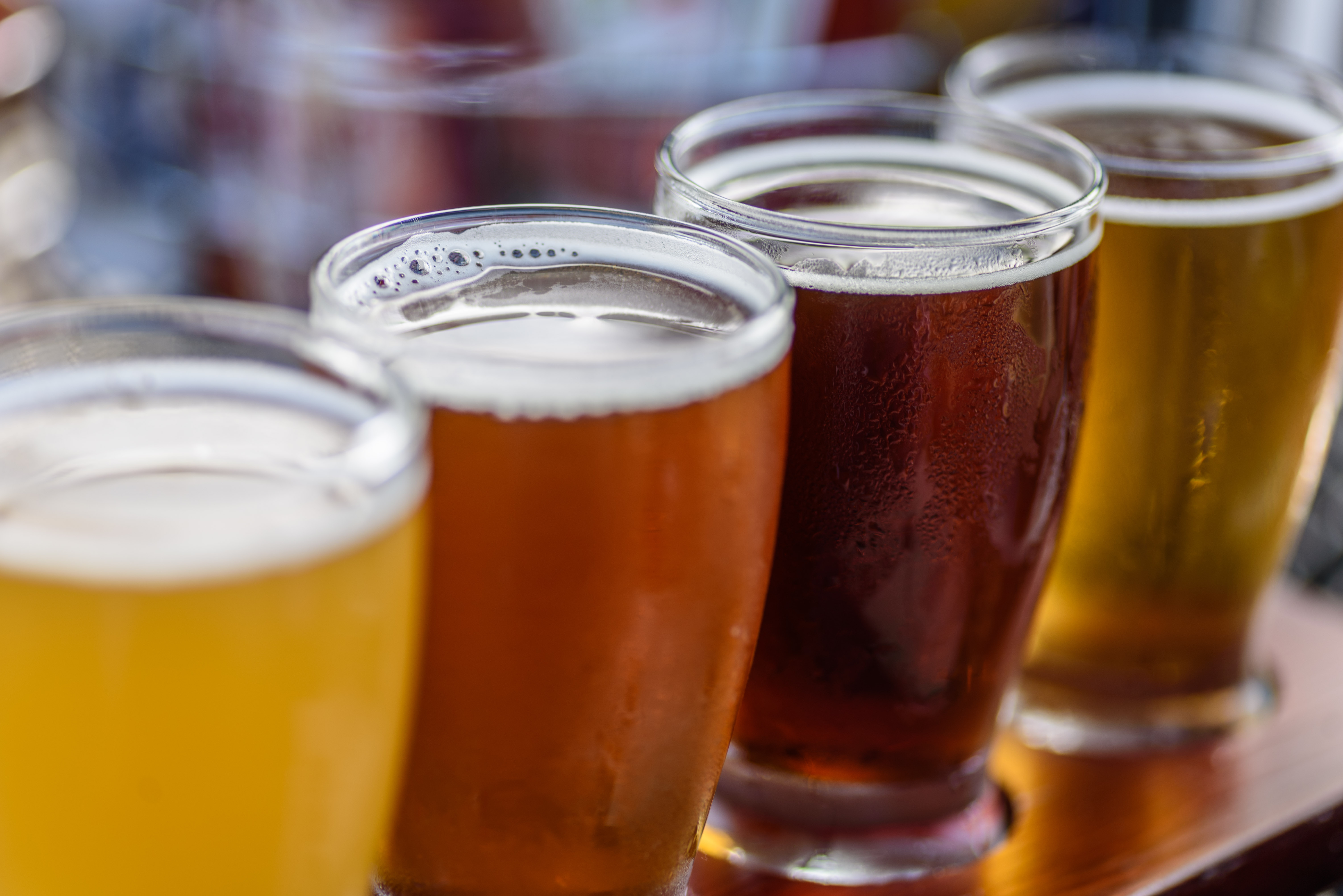 Close up of different types of beer