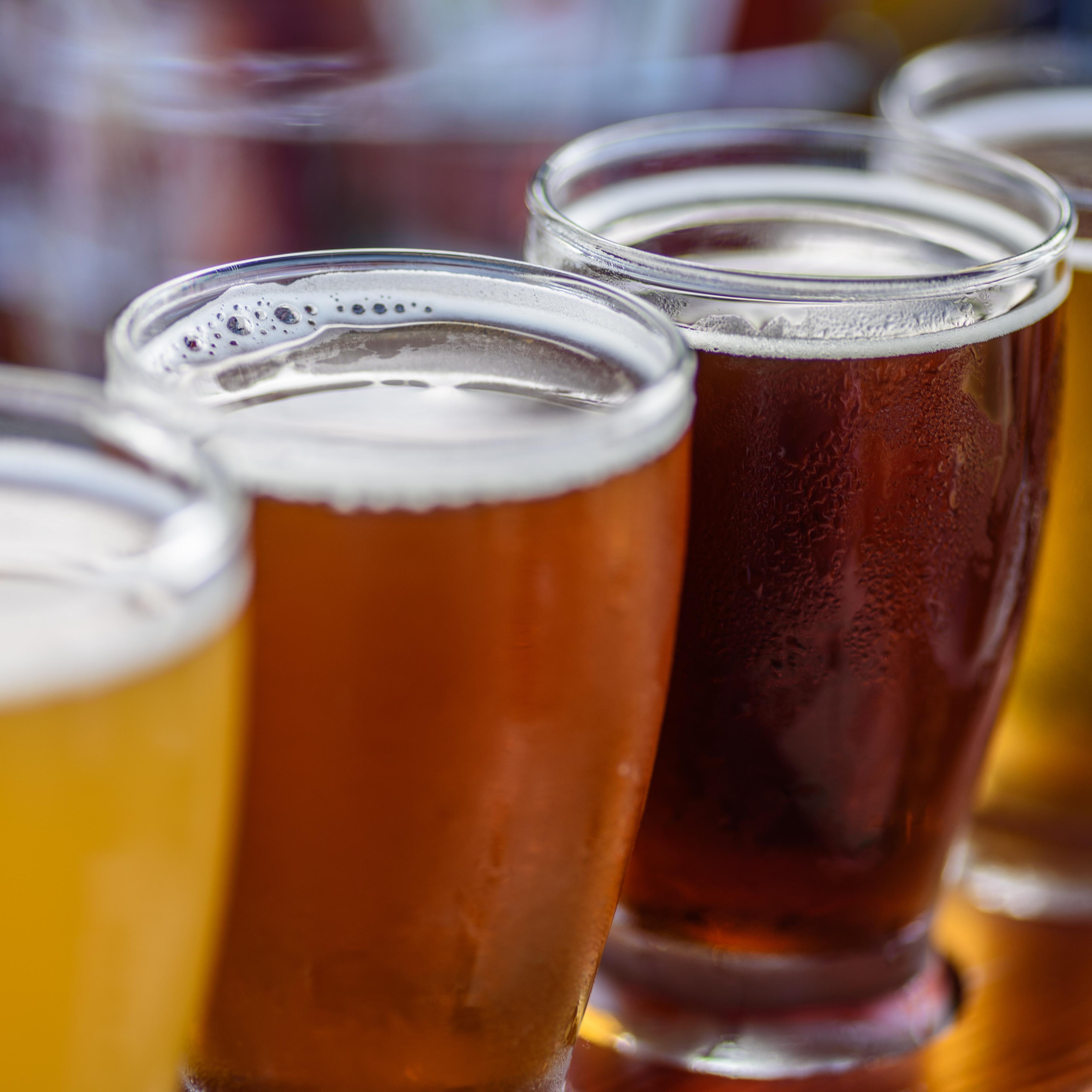 Close up of different types of beer