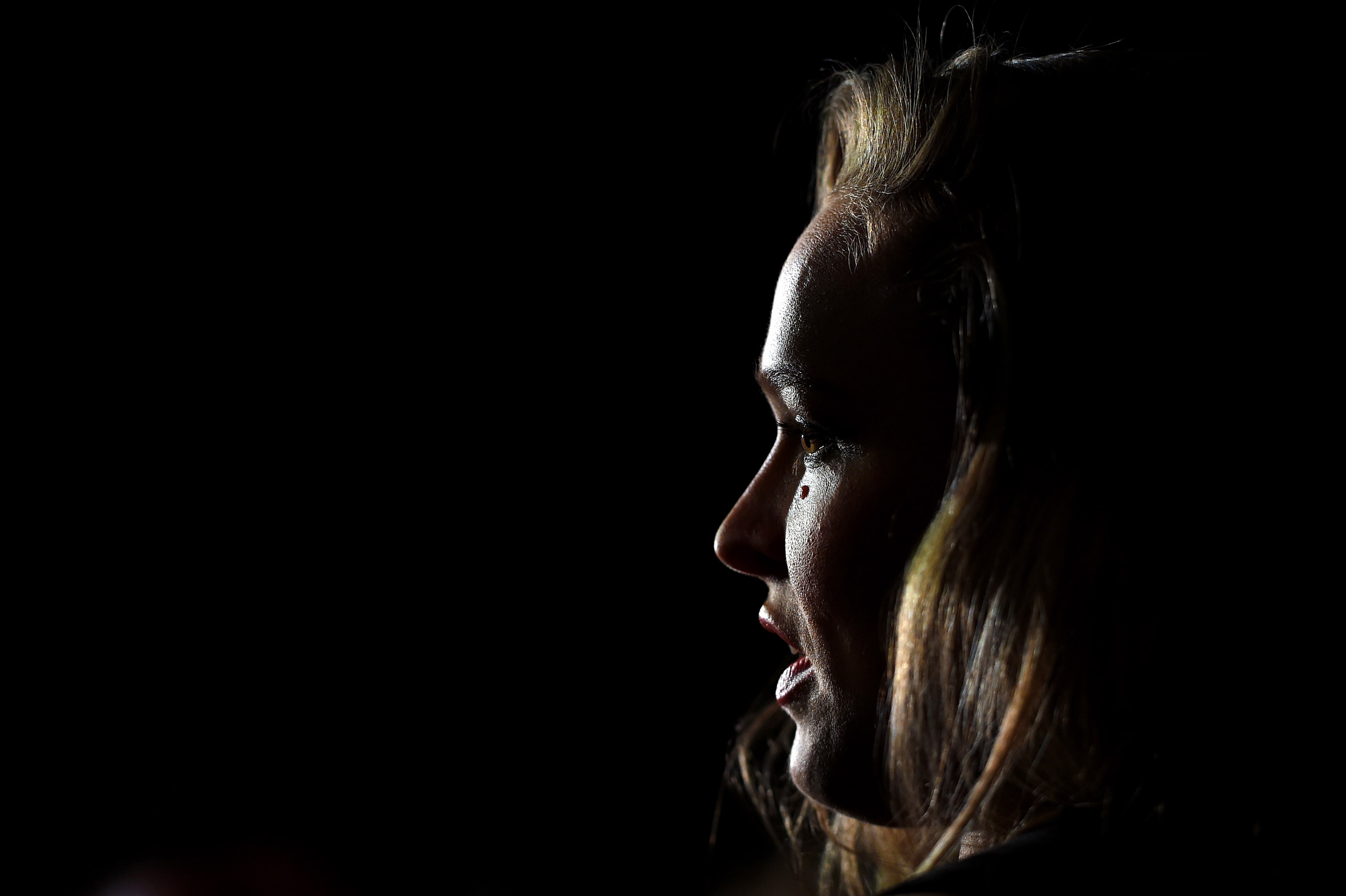 MELBOURNE, AUSTRALIA - NOVEMBER 13: UFC women's bantamweight champion Ronda Rousey of the United States interacts with media during the UFC 193 Ultimate Media Day festivities at Etihad Stadium on November 13, 2015 in Melbourne, Australia. (Photo by Josh 