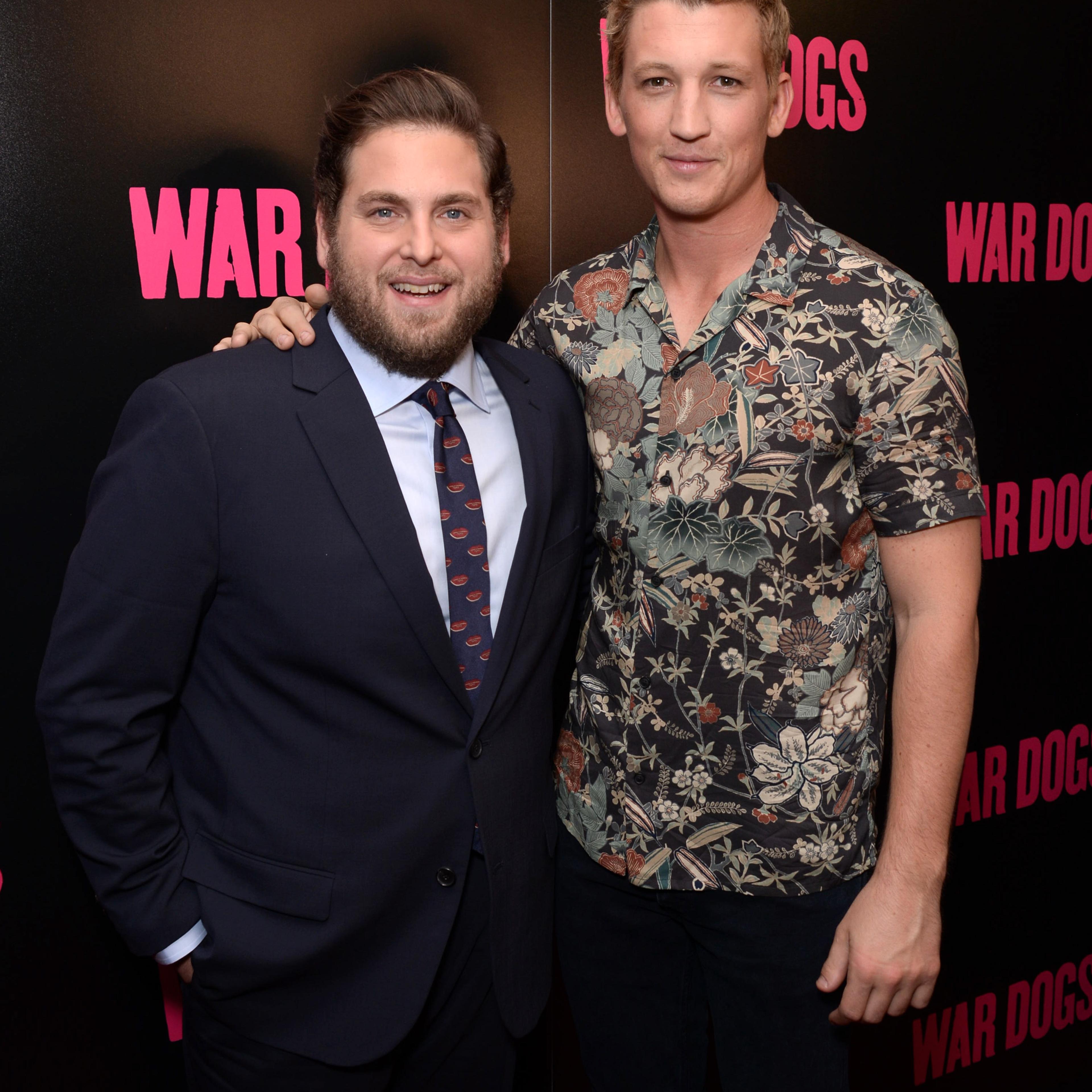 Jonah Hill and Miles Teller attend the "War Dogs" New York premiere on August 3, 2016.