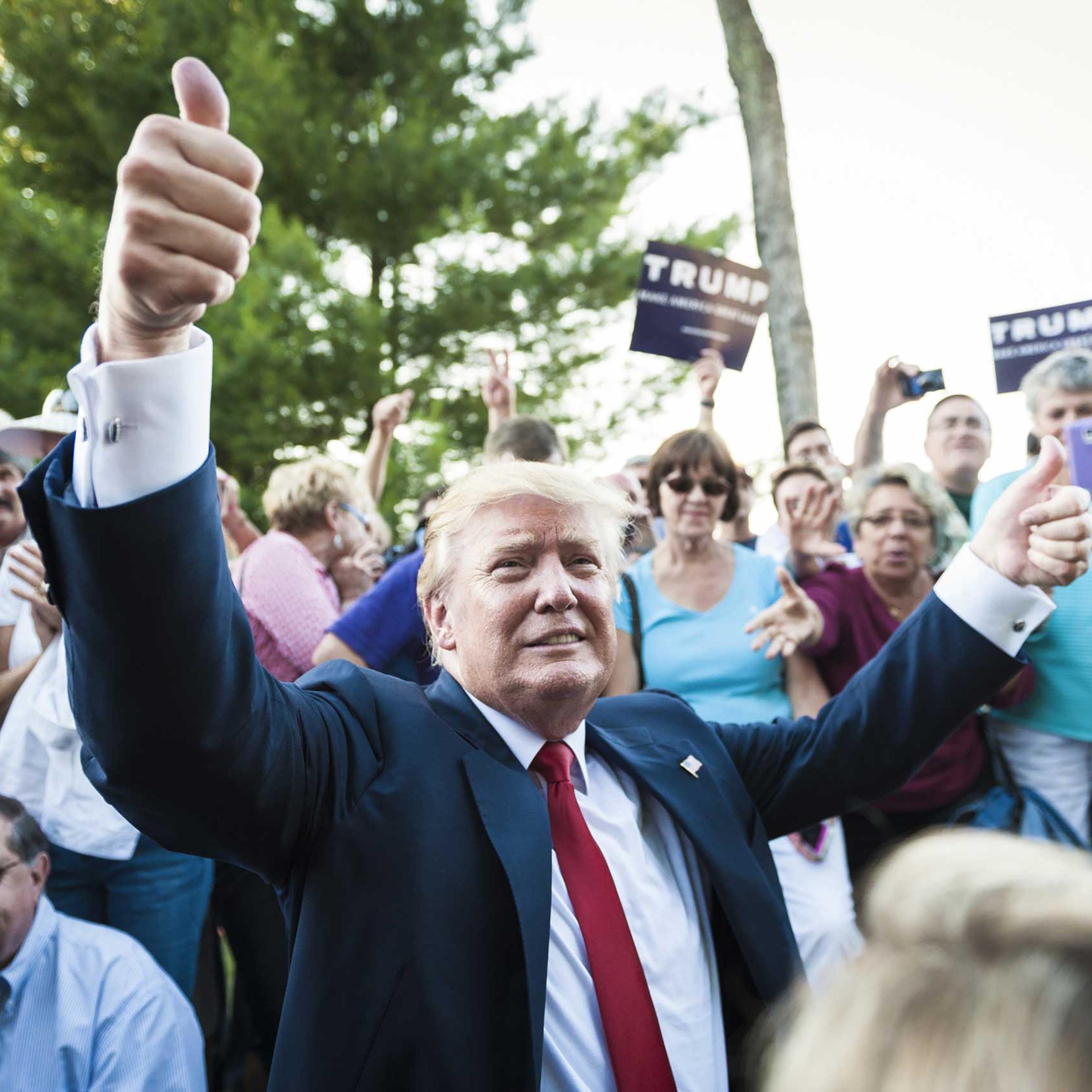 Republican presidential hopeful Donald Trump at a campaign rally in Laconia, N.H.