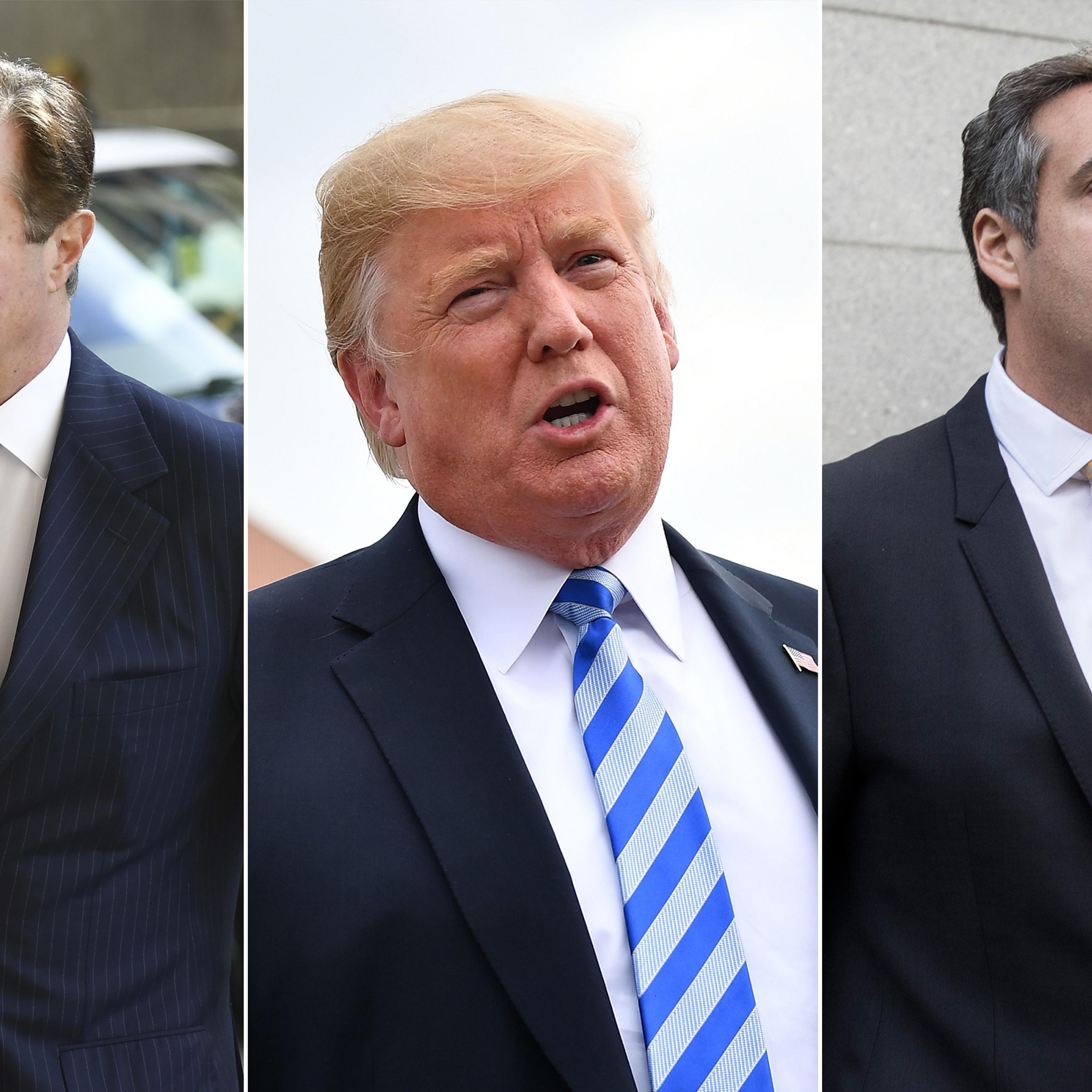 A composite image of Paul Manafort, President Donald Trump and Michael Cohen
