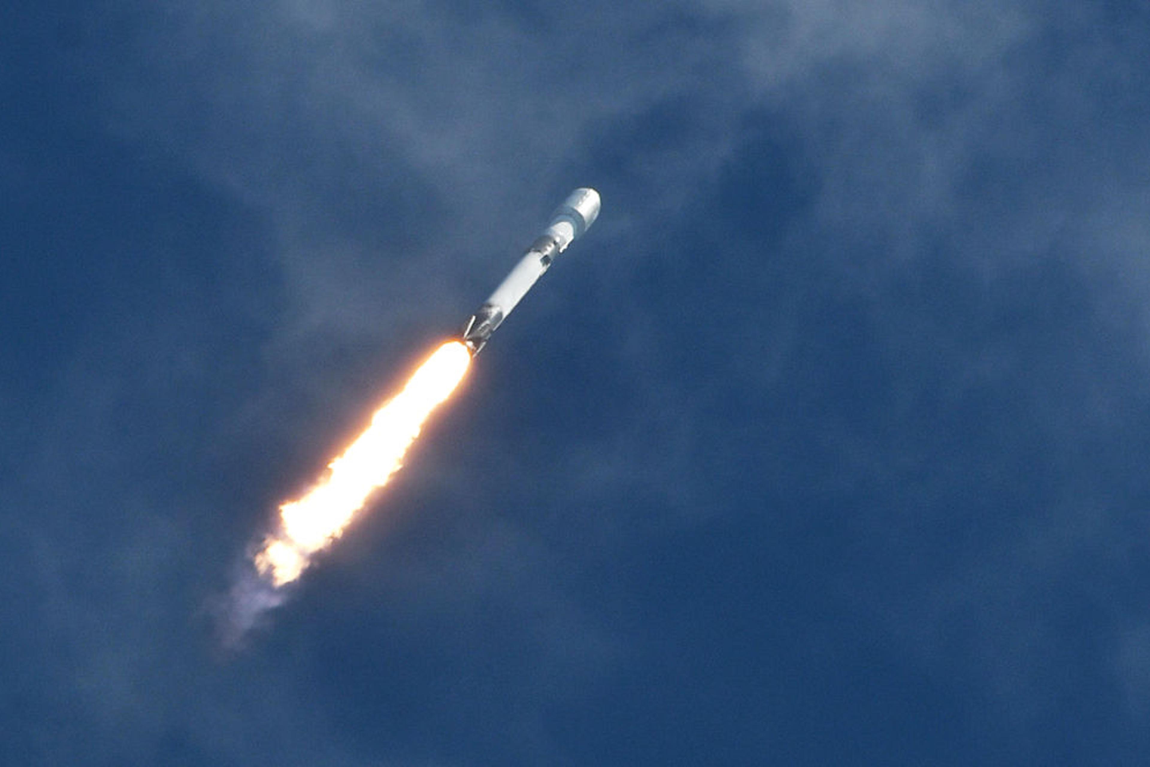 A SpaceX Falcon 9 rocket carrying a batch of 56 Starlink