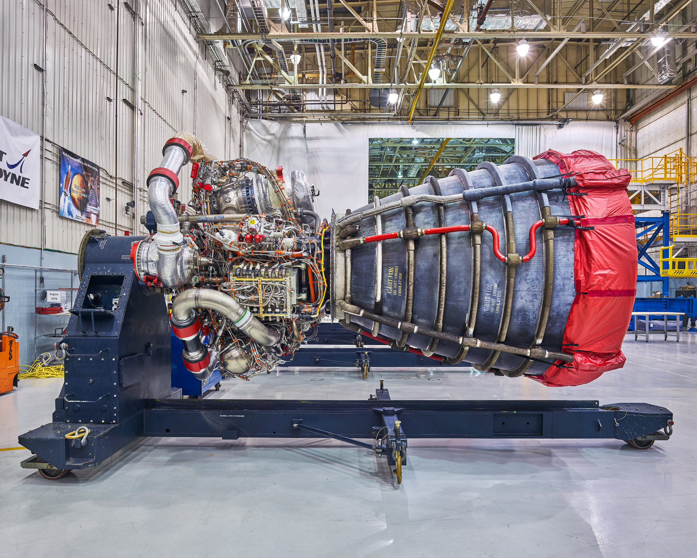 One of the four engines that will be used, along with two solid rocket boosters, to launch NASA’s moon rocket and ascend it into space