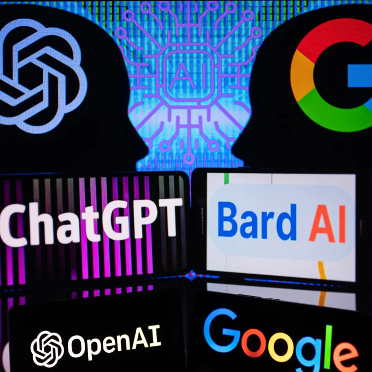OpenAI ChatGPT - Google Bard Illustration