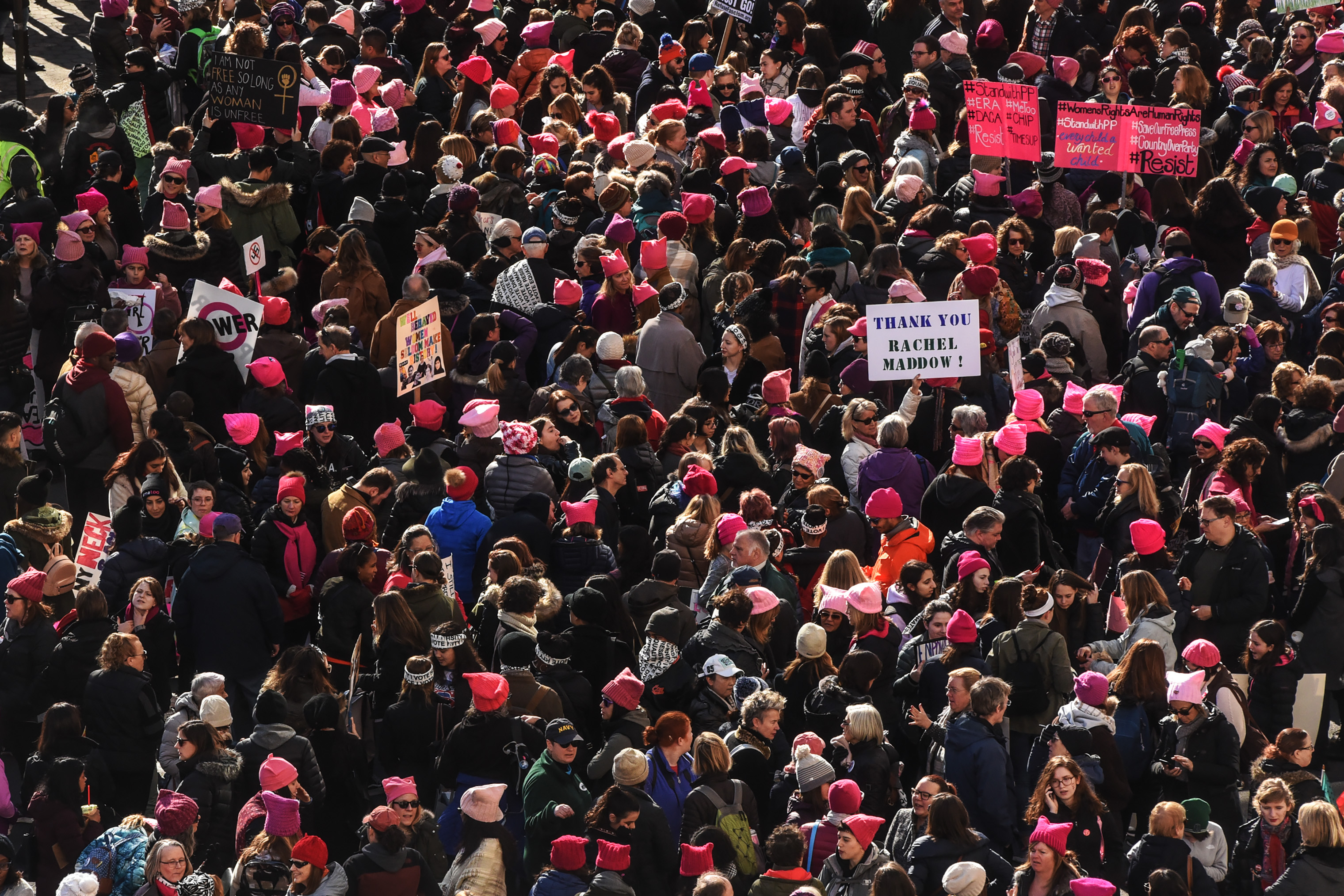 Huge Crowds Rally At Women's Marches Across The U.S.
