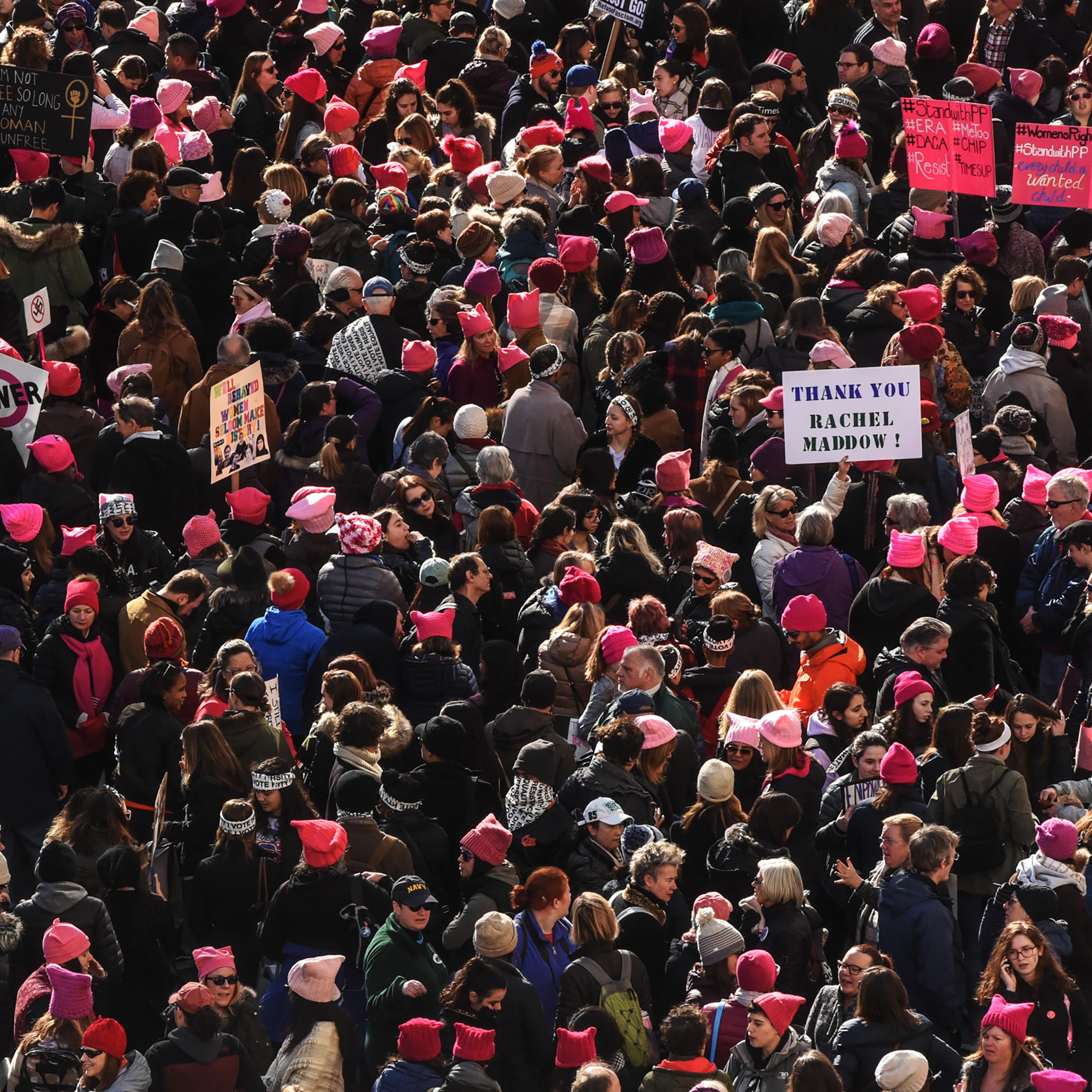 Huge Crowds Rally At Women's Marches Across The U.S.
