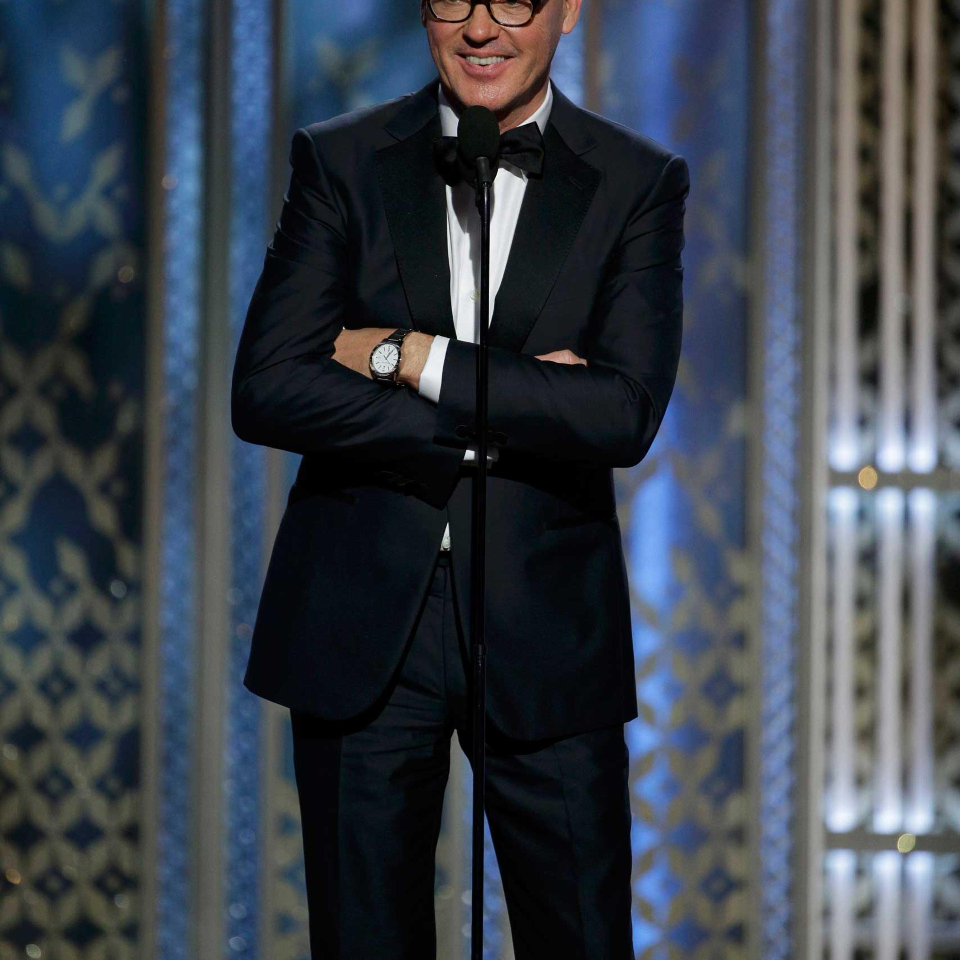 Michael Keaton accepts the Golden Globe Award for Best Actor - Motion Picture, Comedy or Musical for "Birdman" at the 72nd Golden Globe Awards in Beverly Hills, Jan. 11, 2015.