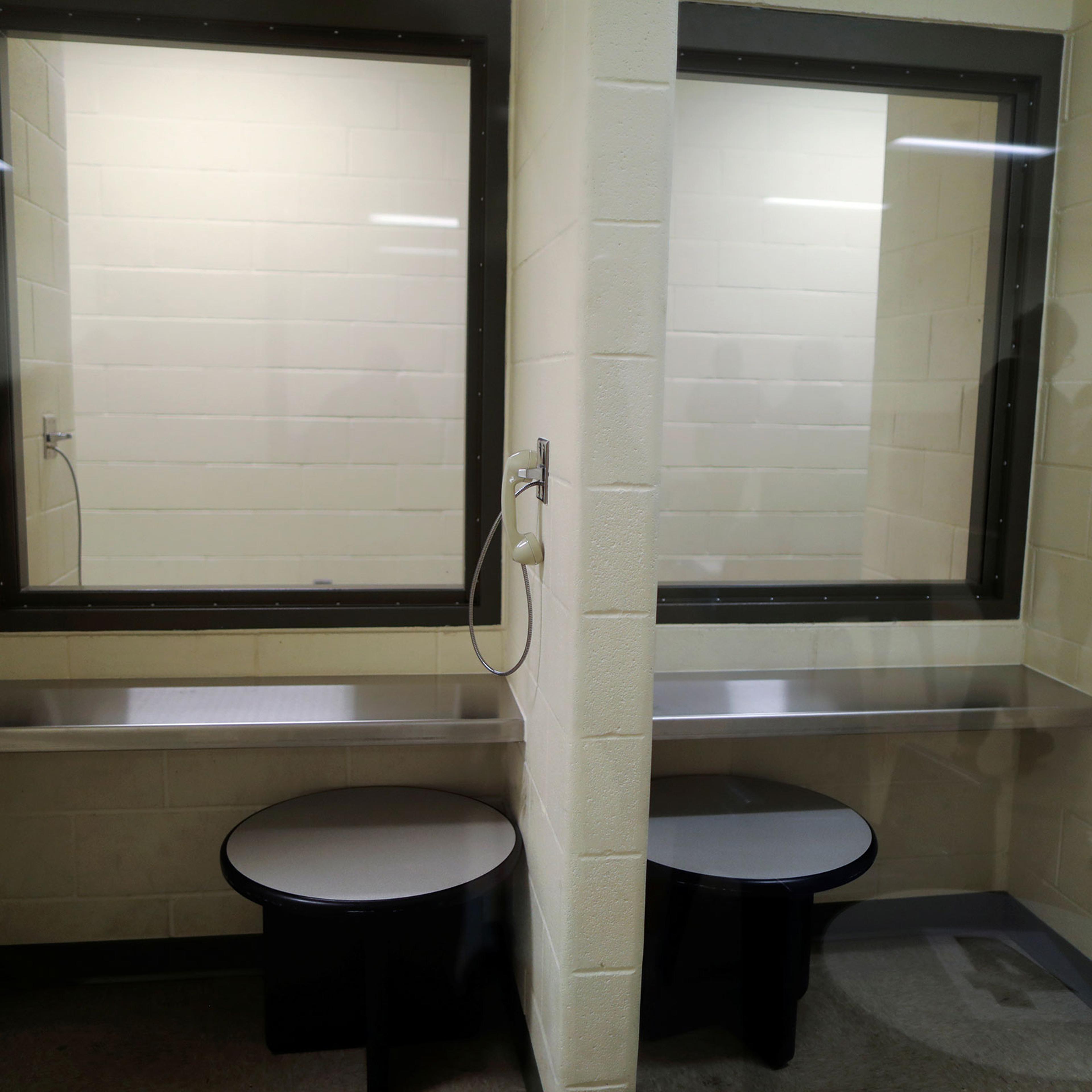 The high-risk detainee visiting area is seen at the Adelanto immigration detention center, which is run by the Geo Group Inc, in Adelanto, Calif., on April 13, 2017.