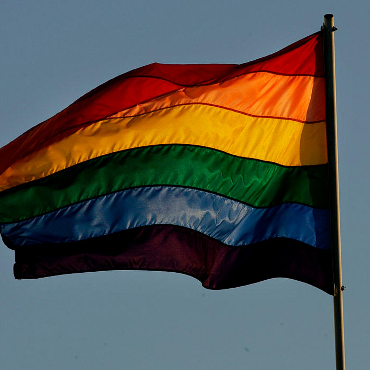 A rainbow flag waves in San Diego