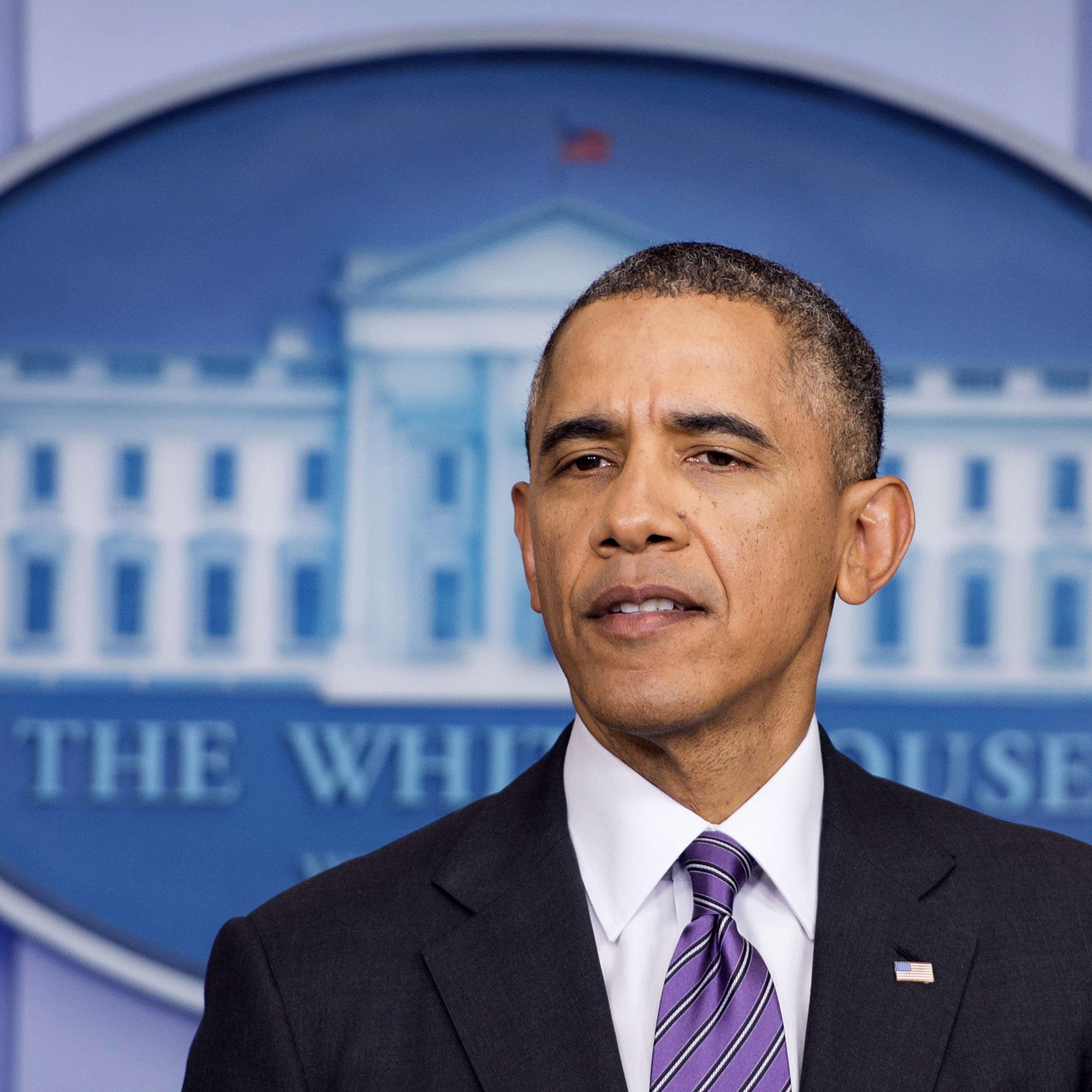 U.S. President Barack Obama delivers remarks from the Brady Press Room at the White House in Washington, D.C., April 17, 2014.