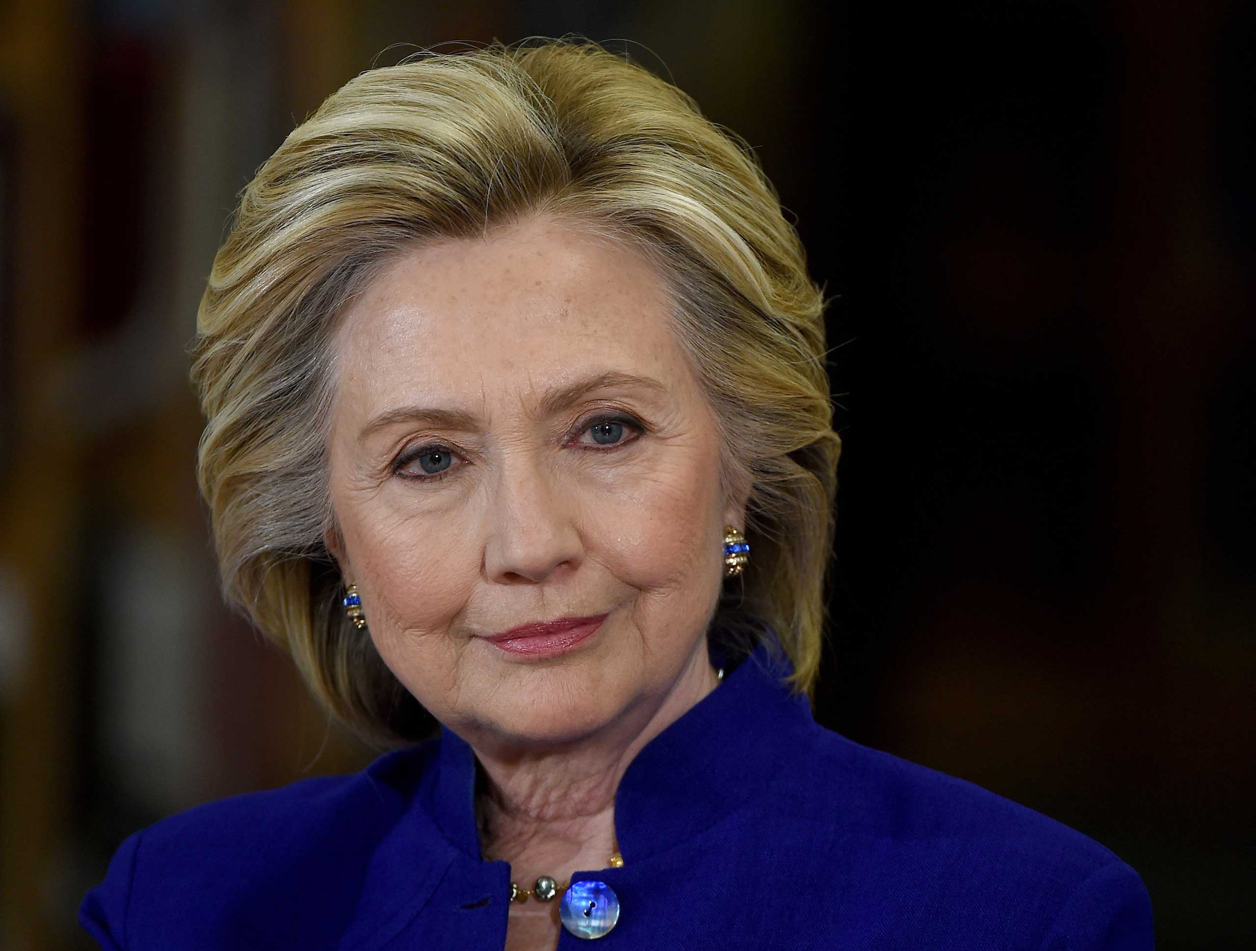 Democratic presidential candidate and former U.S. Secretary of State Hillary Clinton speaks at Rancho High School in Las Vegas on May 5, 2015.