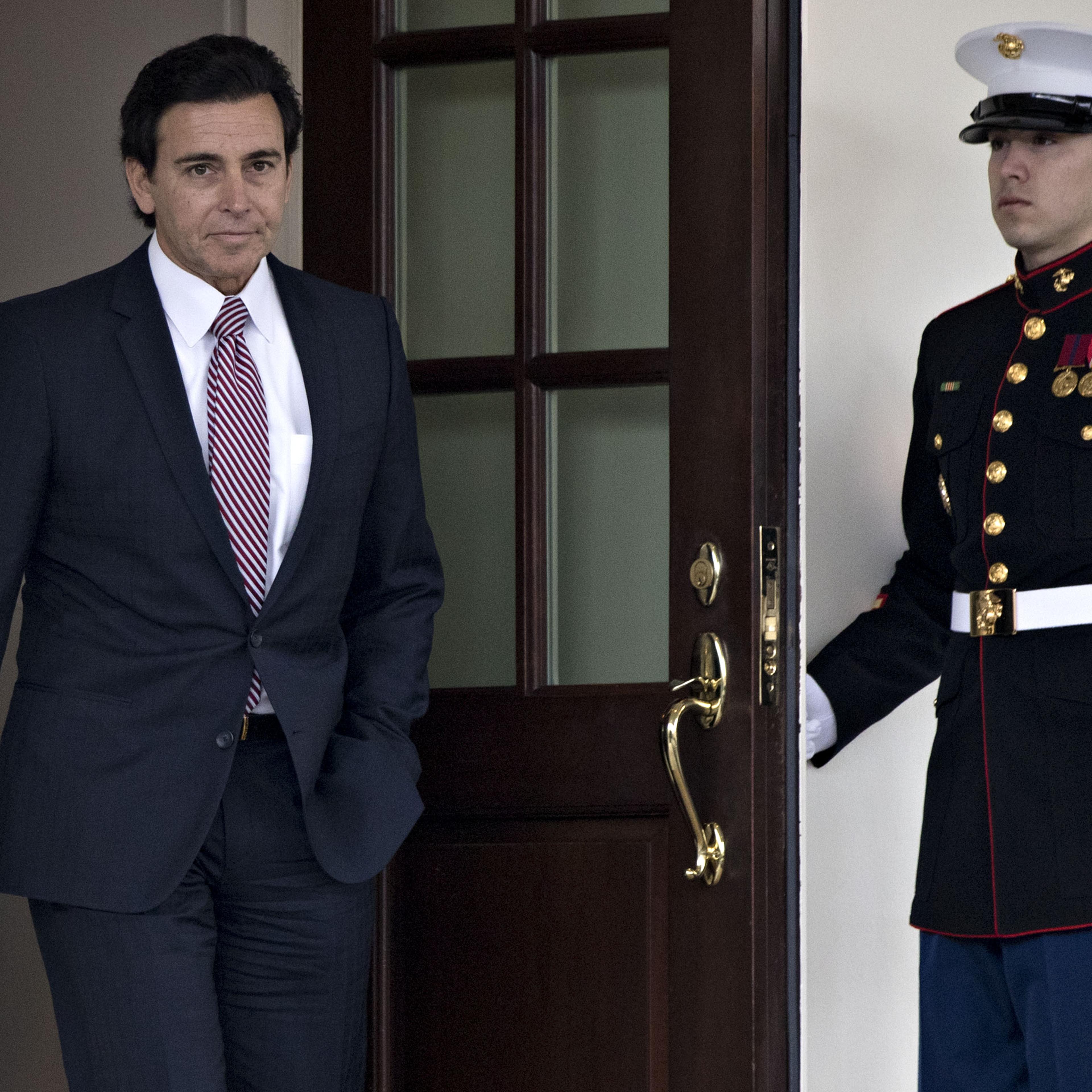 Mark Fields, president and chief executive officer of Ford Motor Co., arrives to a news conference outside the White House after a meeting with U.S. President Donald Trump, not pictured, in Washington, D.C., U.S., on Tuesday, Jan. 24, 2017.