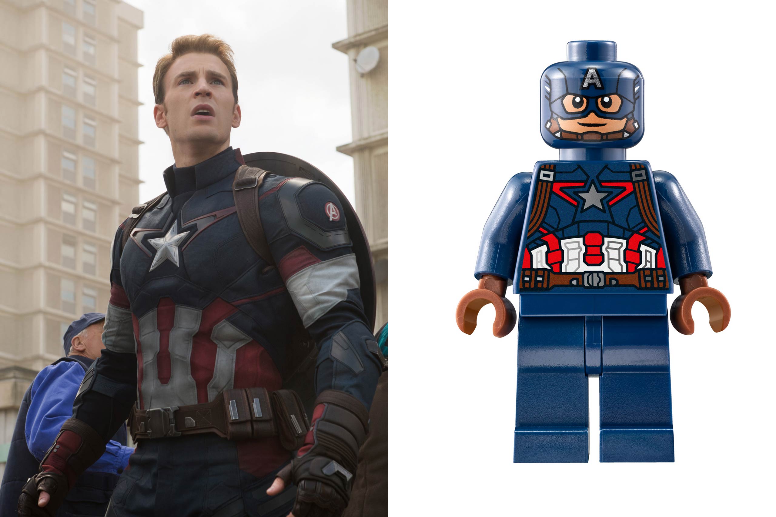 celebrities, lego, jurassic world, avengers, marvel, chris pratt, chris evans, robert downey jr., scarlett johansson