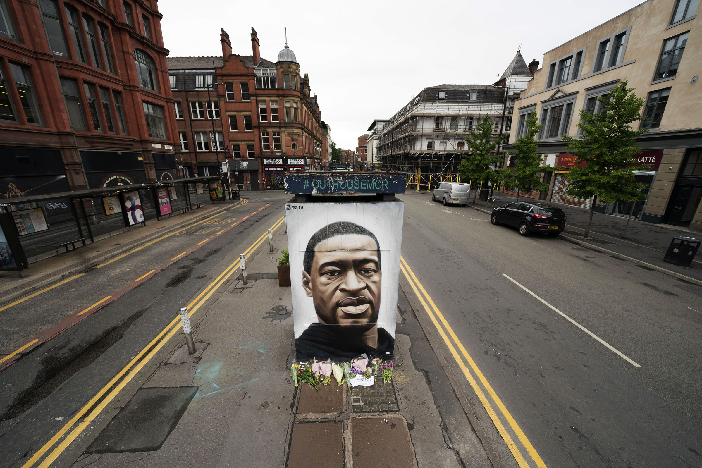 A mural of George Floyd in central Manchester, Britain