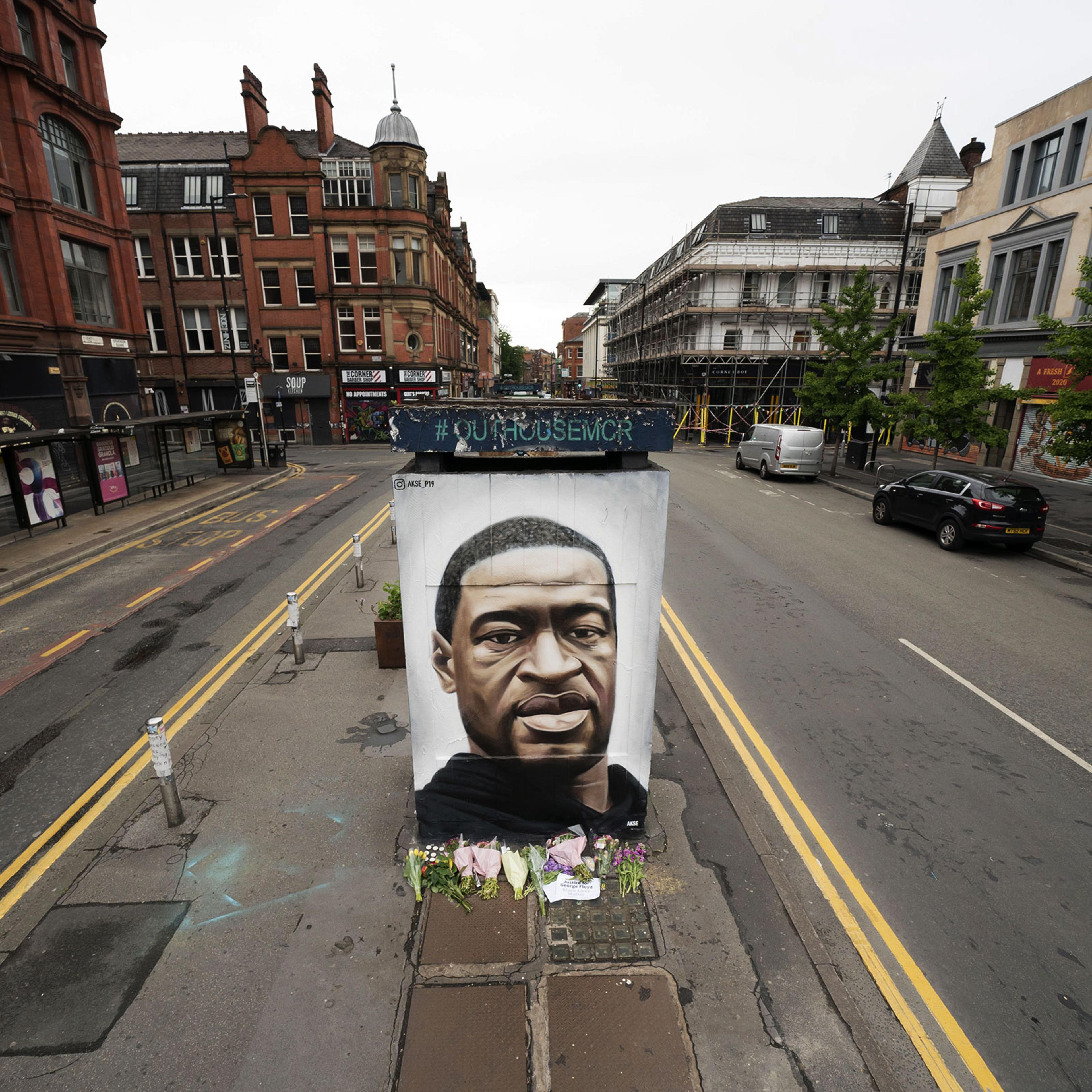 A mural of George Floyd in central Manchester, Britain