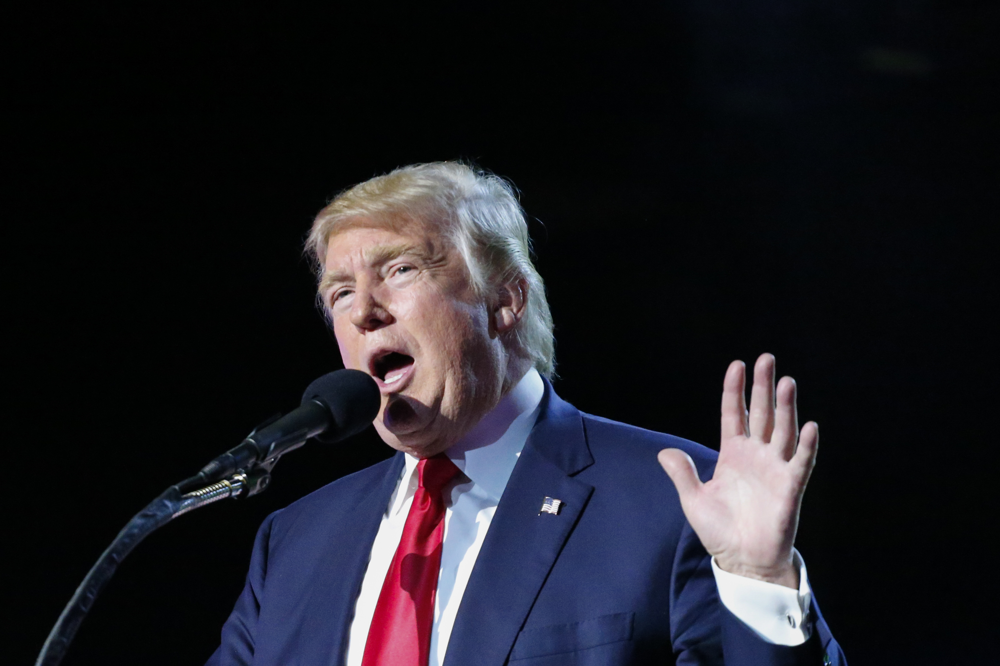 Republican presidential candidate Donald Trump speaks at the Republican Hindu Coalition's Humanity United Against Terror Charity event at the New Jersey Convention & Expo Center in Edison, N.J., on Oct. 15, 2016.
